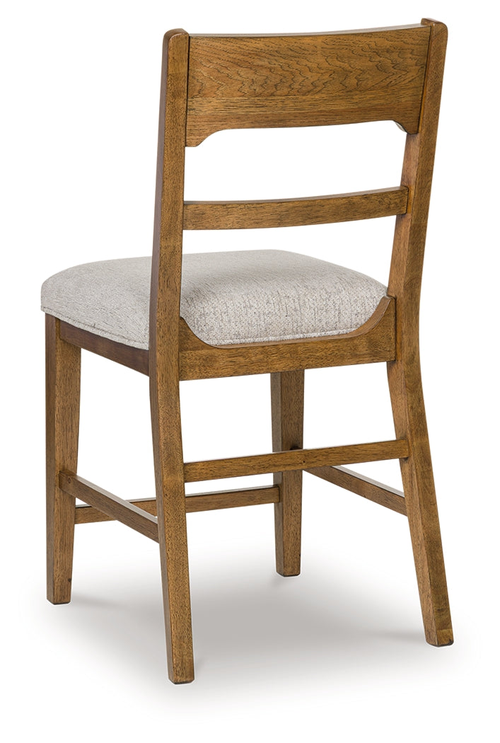Cabalynn Oatmeal/Light Brown Upholstered Barstool (Set of 2)- Viva Furn