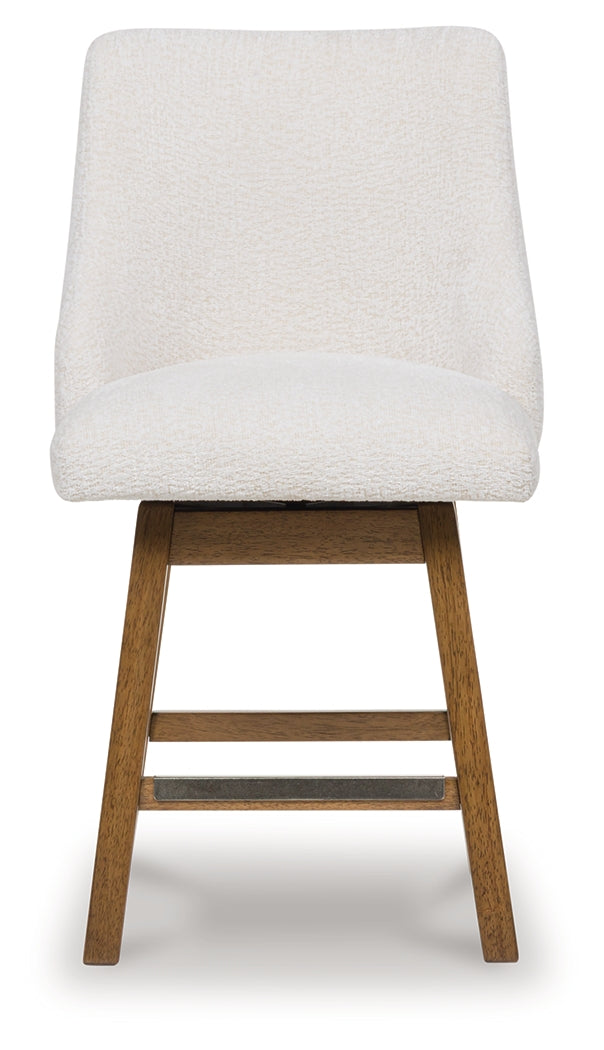 Cabalynn Oatmeal/Light Brown Upholstered Barstool (Set of 2)- Viva Furn