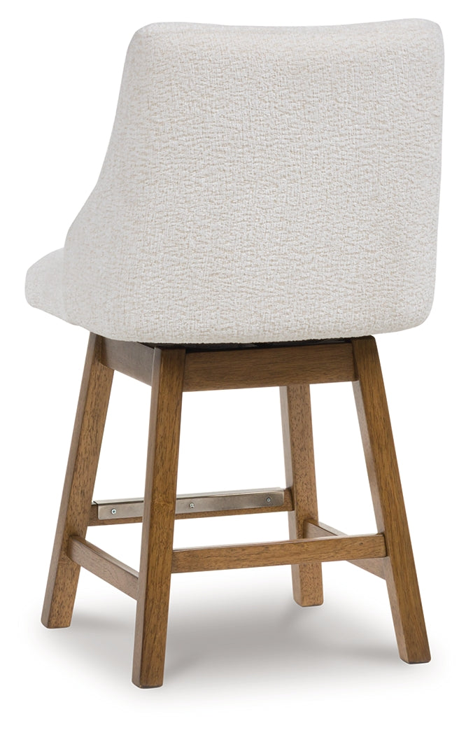 Cabalynn Oatmeal/Light Brown Upholstered Barstool (Set of 2)- Viva Furn