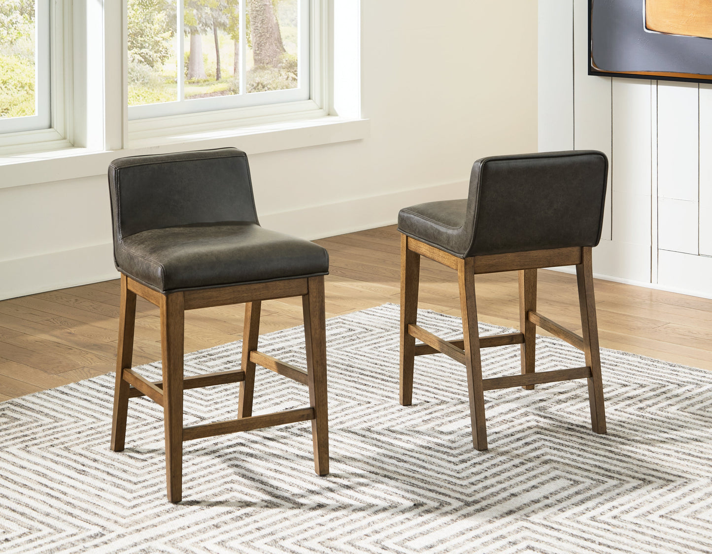 Cabalynn Two-tone Brown Upholstered Barstool (Set of 2)- Viva Furn