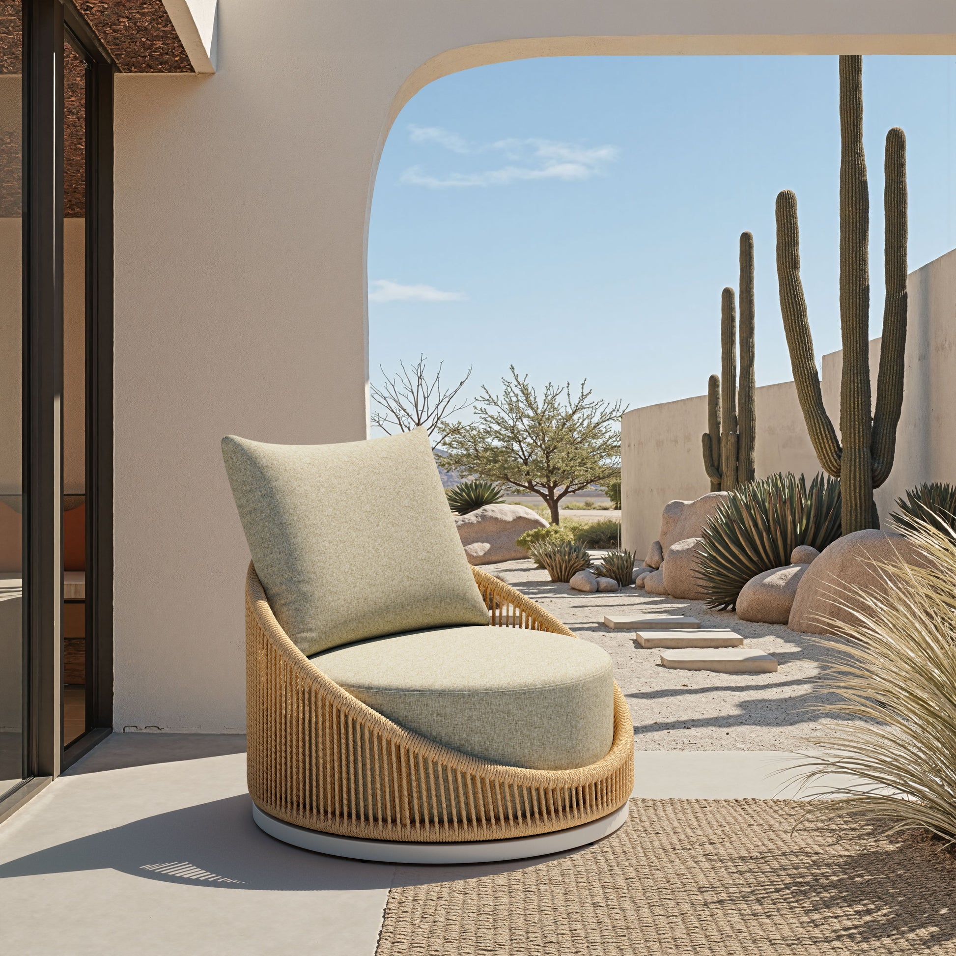 Cabana Multicolor Outdoor Swivel Chair - Ornate Home