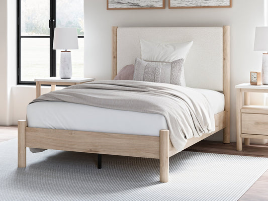 Cadmori Two-tone Full Upholstered Panel Youth Bed- Viva Furn