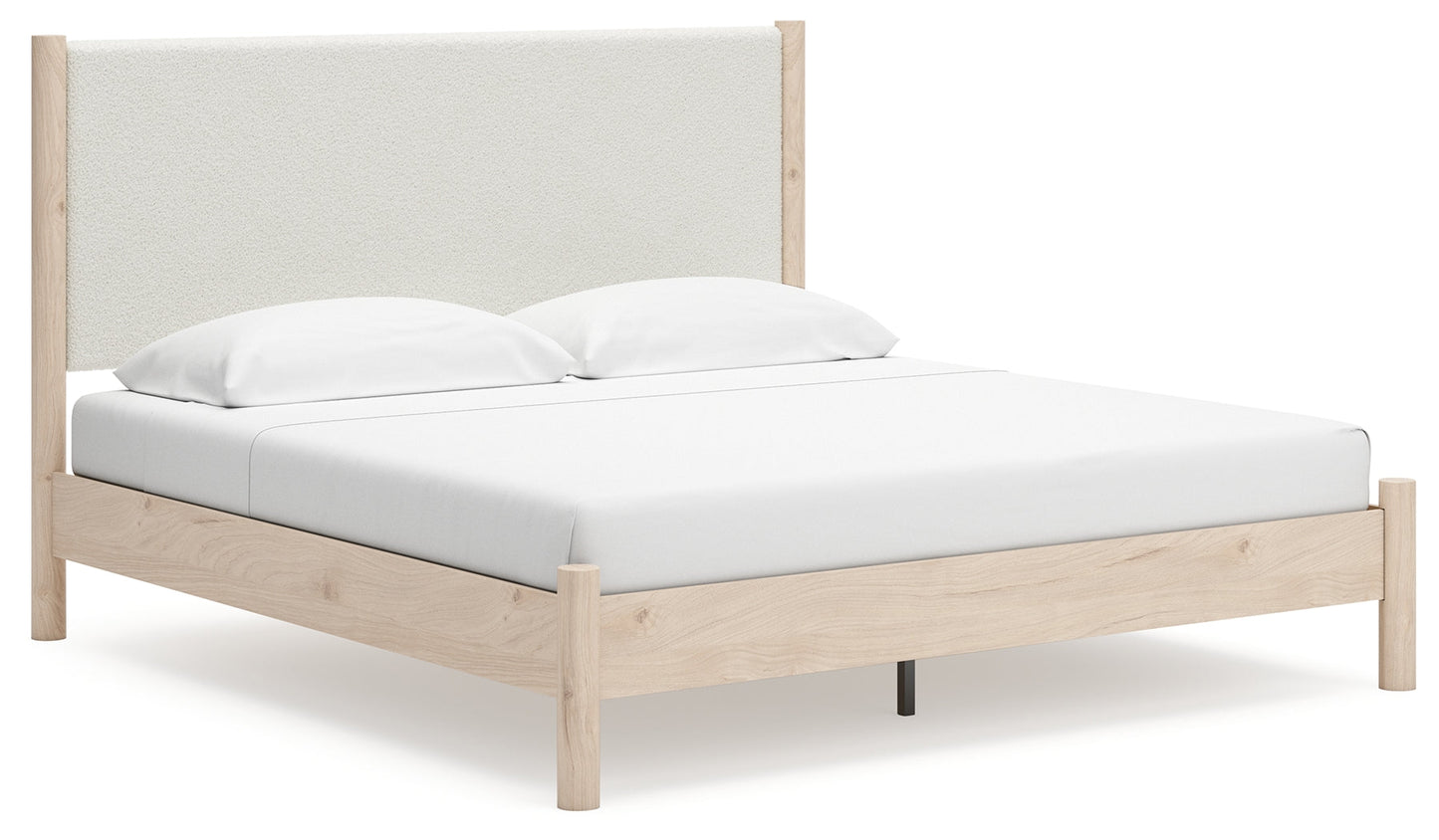 Cadmori Two-tone King Upholstered Panel Bed- Viva Furn