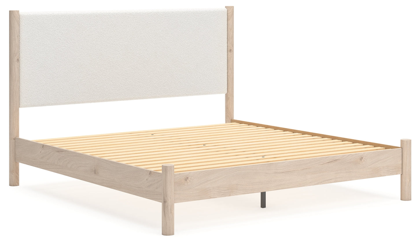 Cadmori Two-tone King Upholstered Panel Bed- Viva Furn