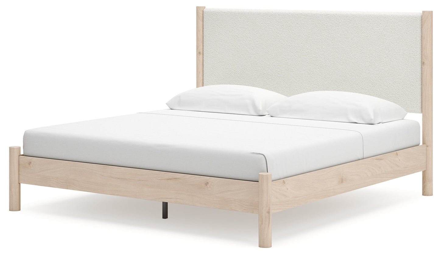 Cadmori Two-tone King Upholstered Panel Bed- Viva Furn