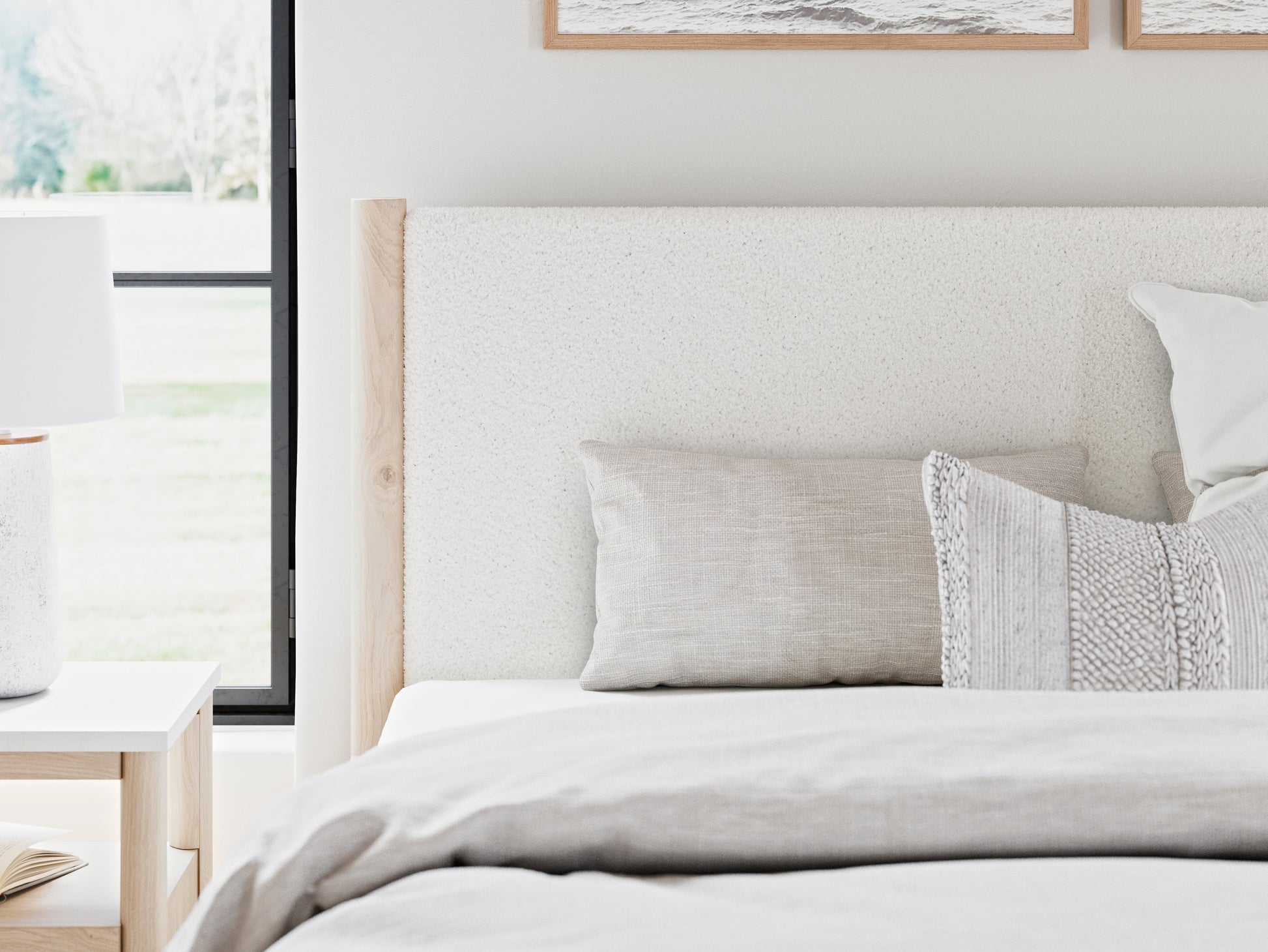 Cadmori Two-tone King Upholstered Panel Bed- Viva Furn