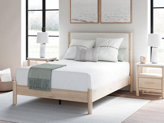Cadmori Two-tone Queen Upholstered Panel Bed- Viva Furn