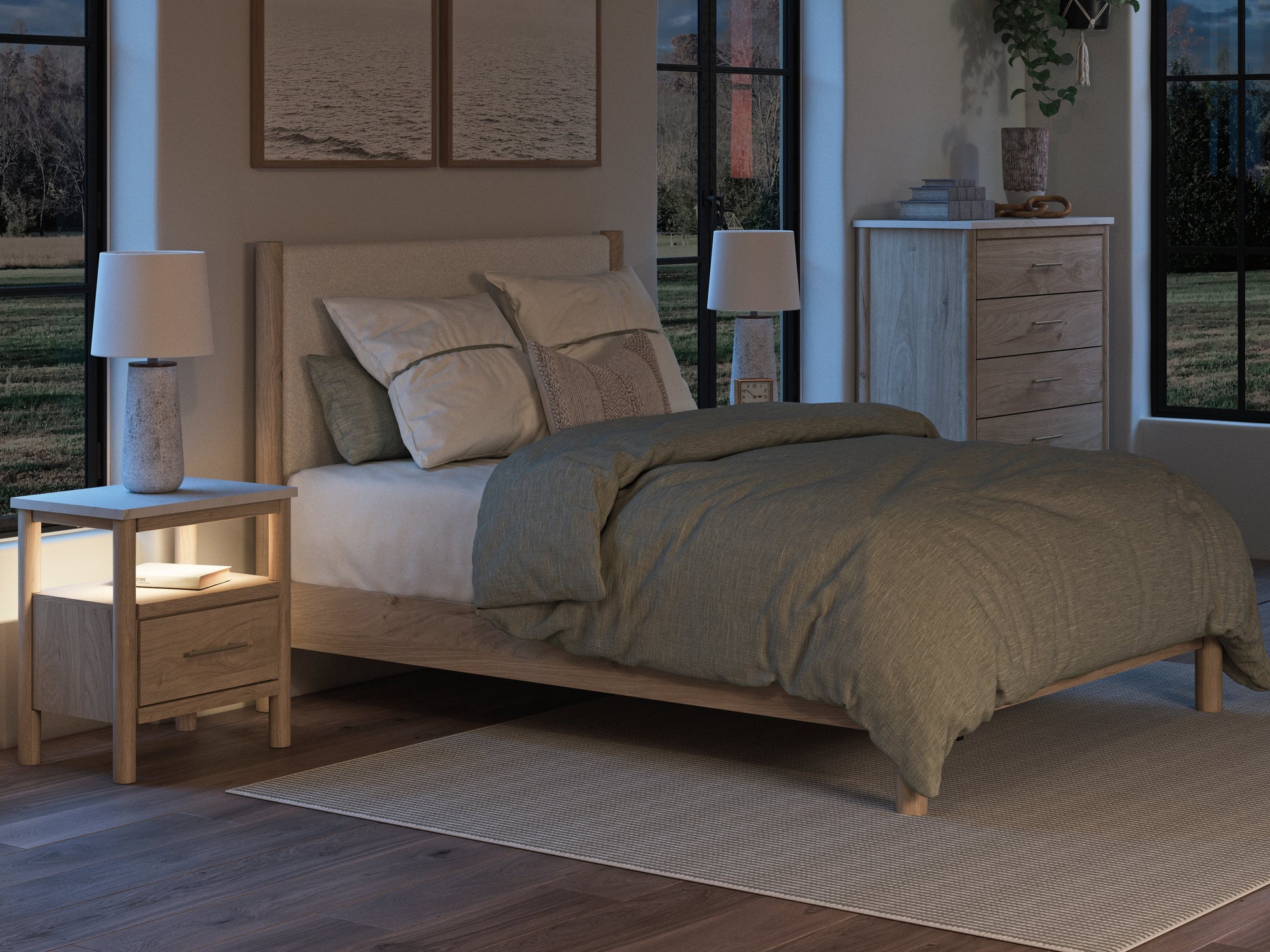 Cadmori Two-tone Queen Upholstered Panel Bed- Viva Furn