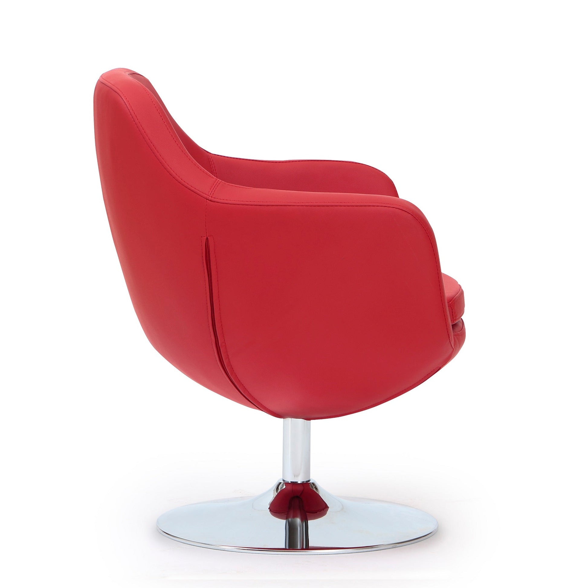 Caisson Faux Leather Swivel Accent Chair in Red and Polished Chrome (set of 2) - Ornate Home