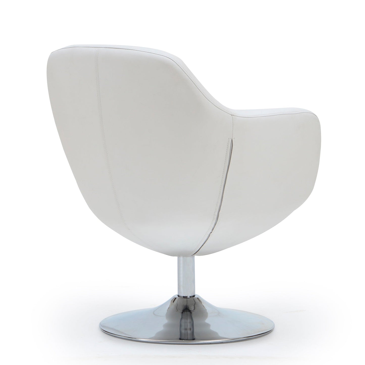 Caisson Faux Leather Swivel Accent Chair in White and Polished Chrome (set of 2) - Ornate Home