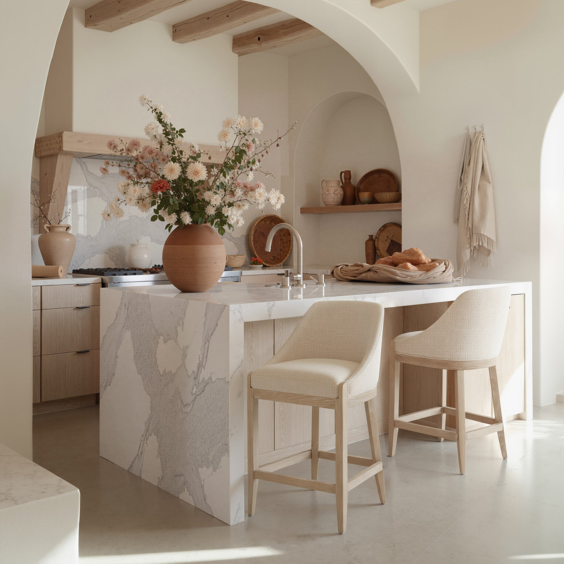 Calmo Beige Counter Stool - Ornate Home