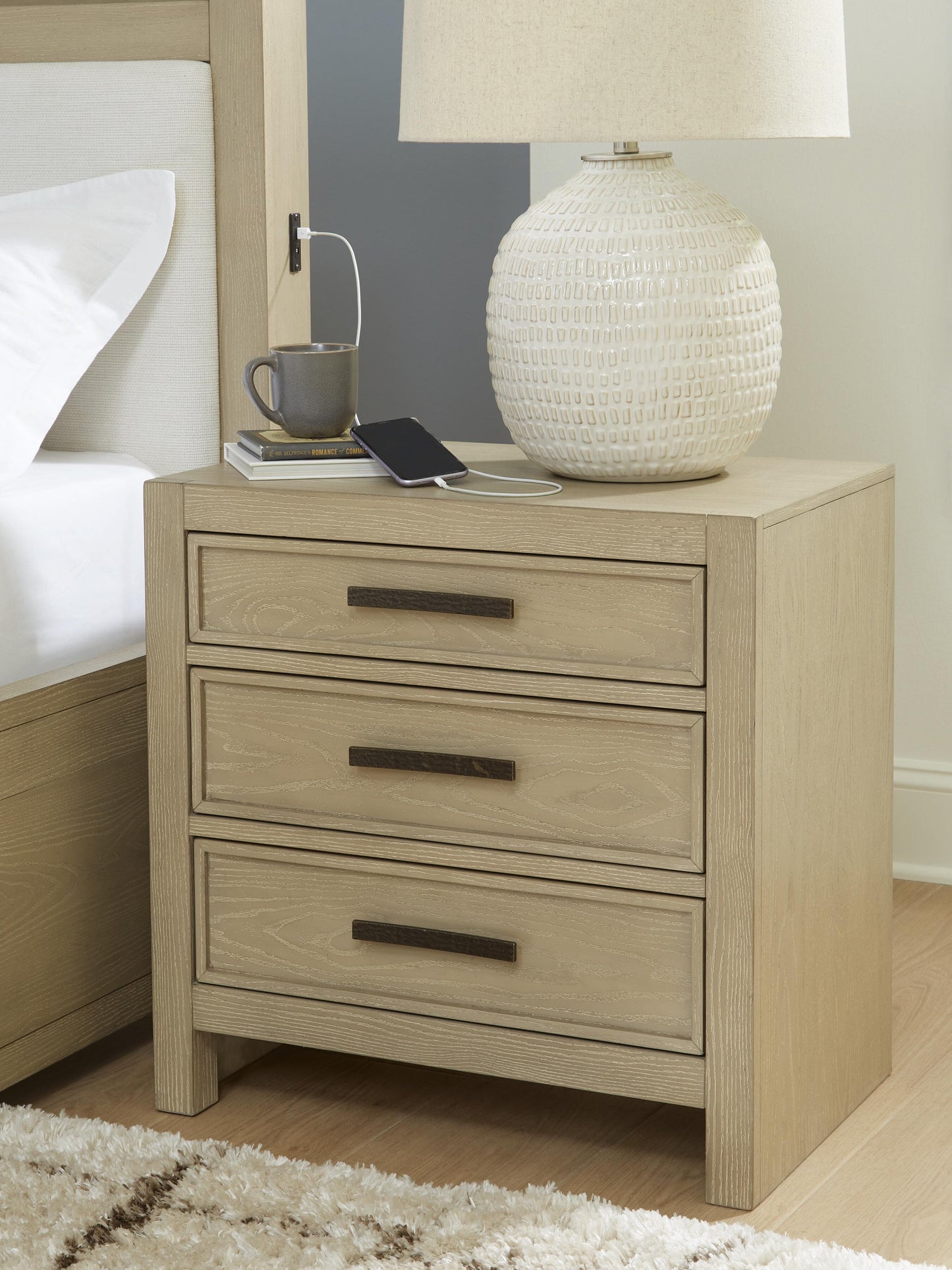 Calmoro Gray Nightstand- Viva Furn