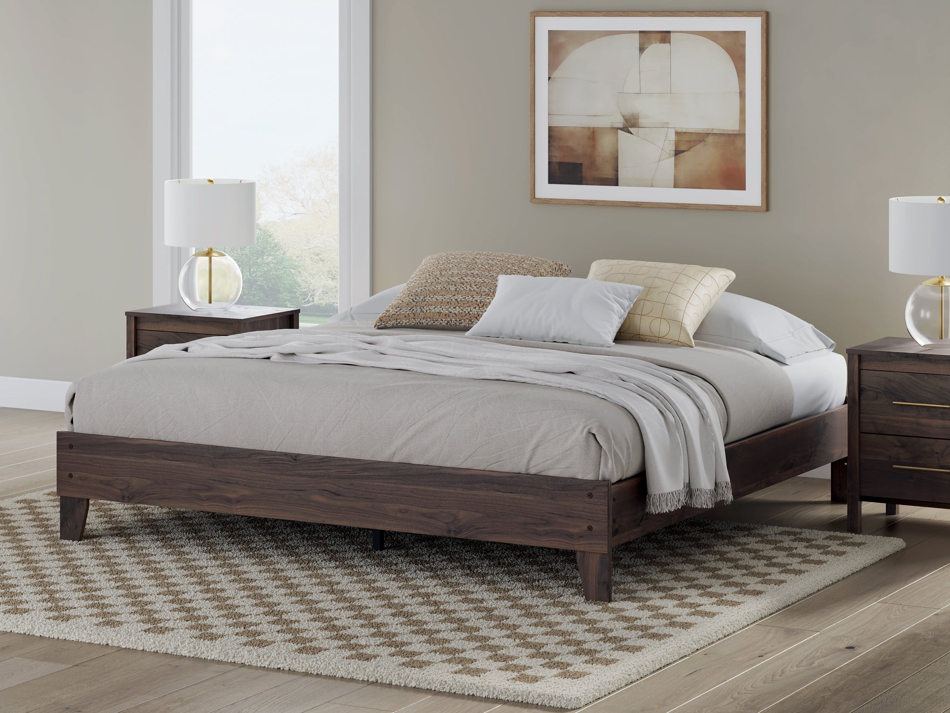 Calverson Brown King Platform Bed- Viva Furn