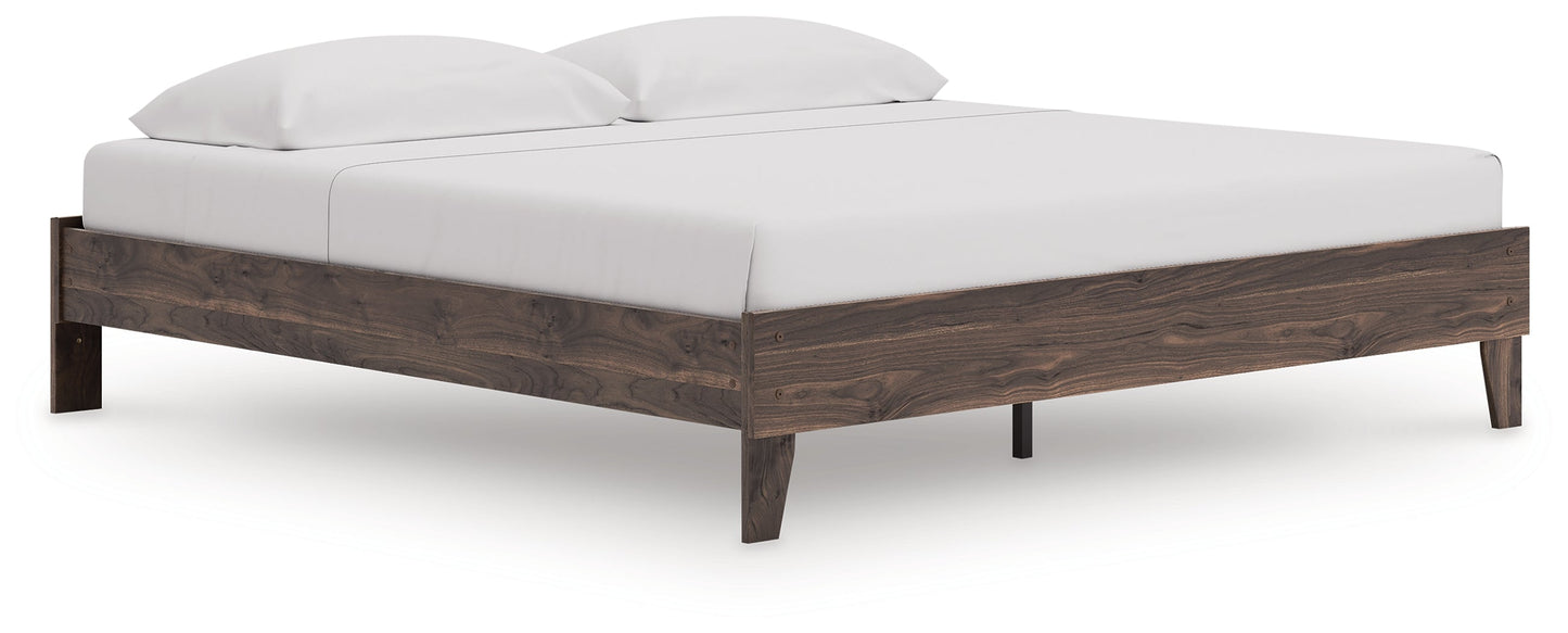 Calverson Brown King Platform Bed- Viva Furn