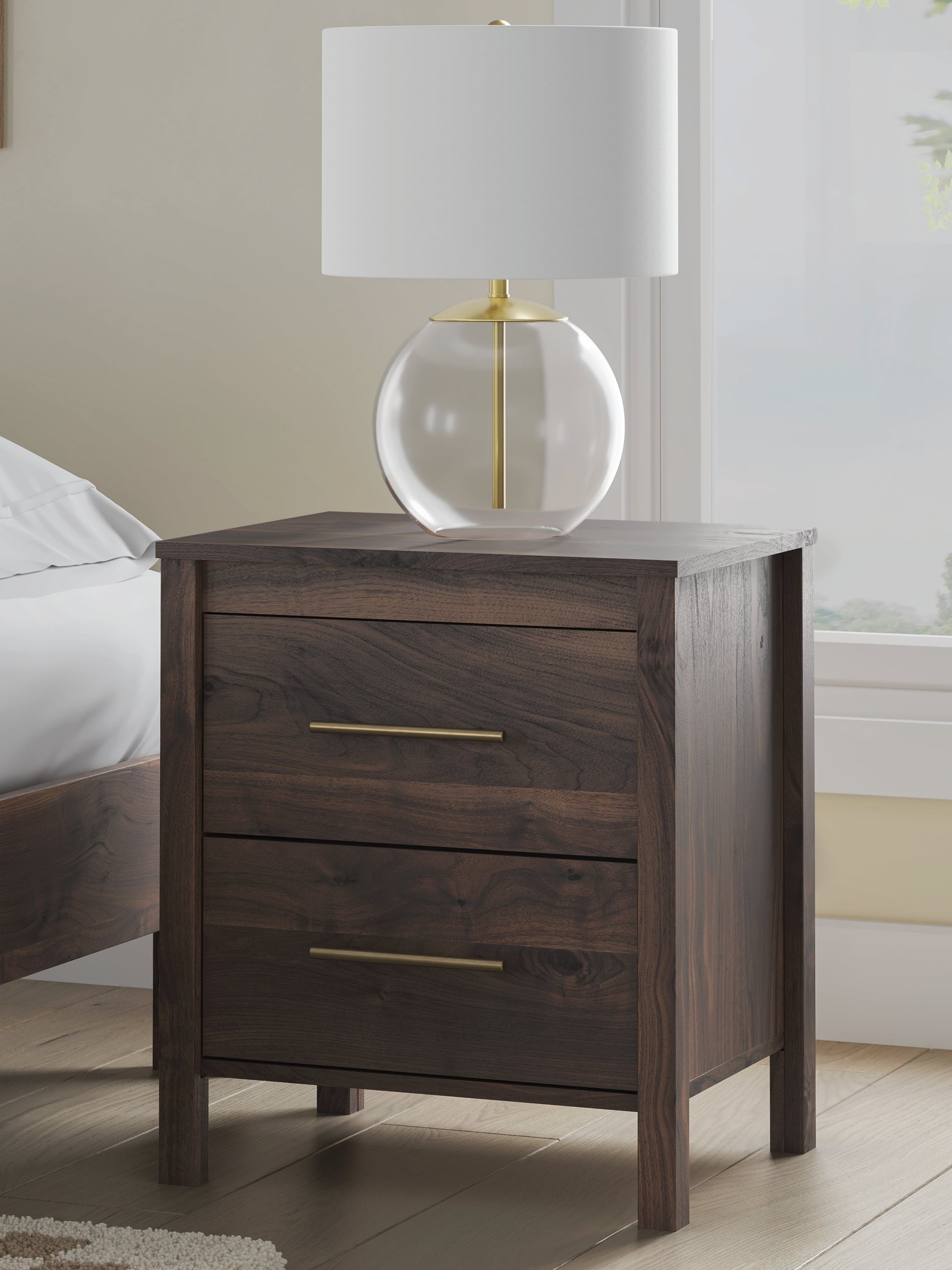 Calverson Mocha Two Drawer Night Stand- Viva Furn