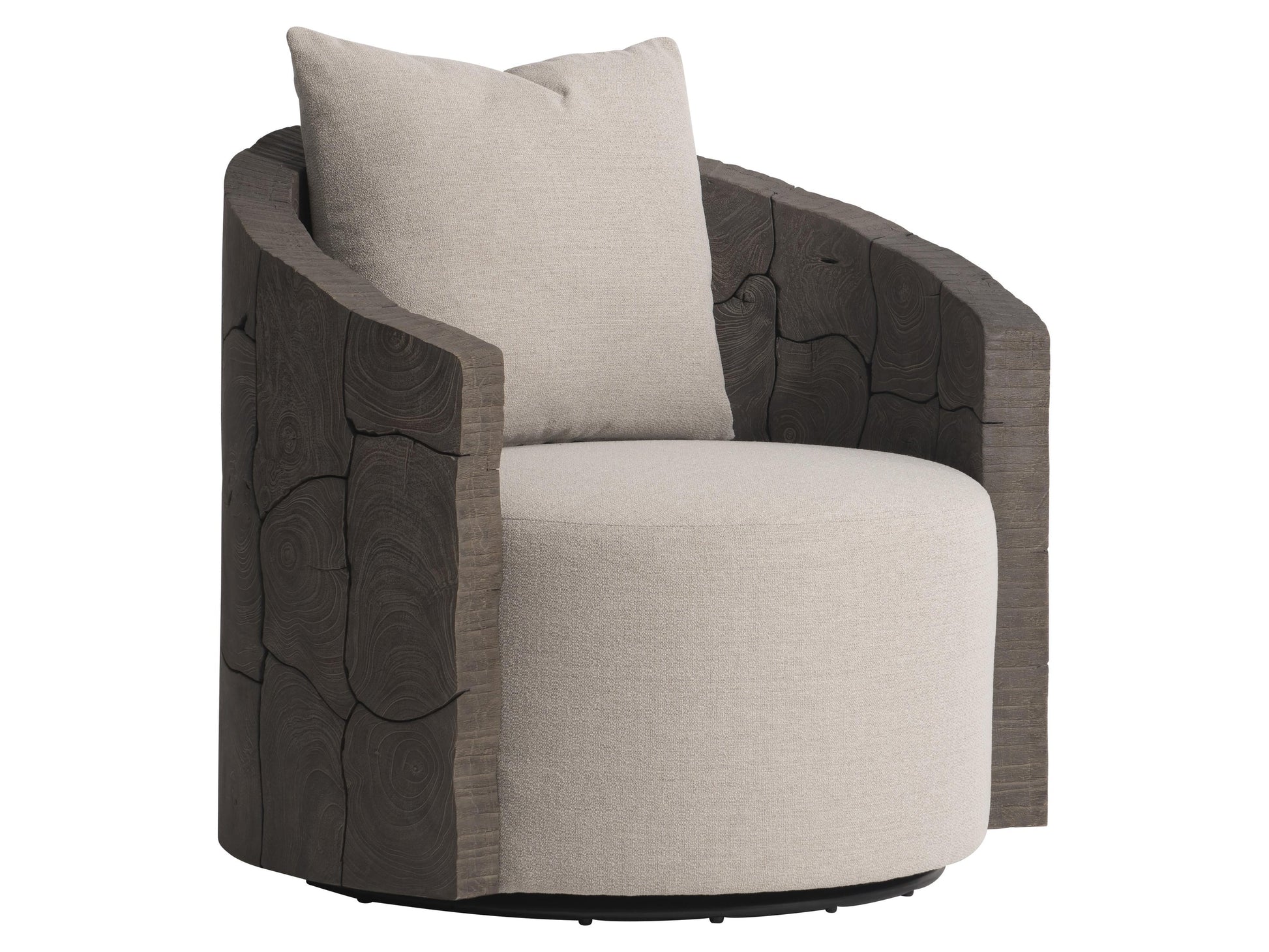 Calypso Beige/Brown/Teak Outdoor Swivel Chair - Ornate Home