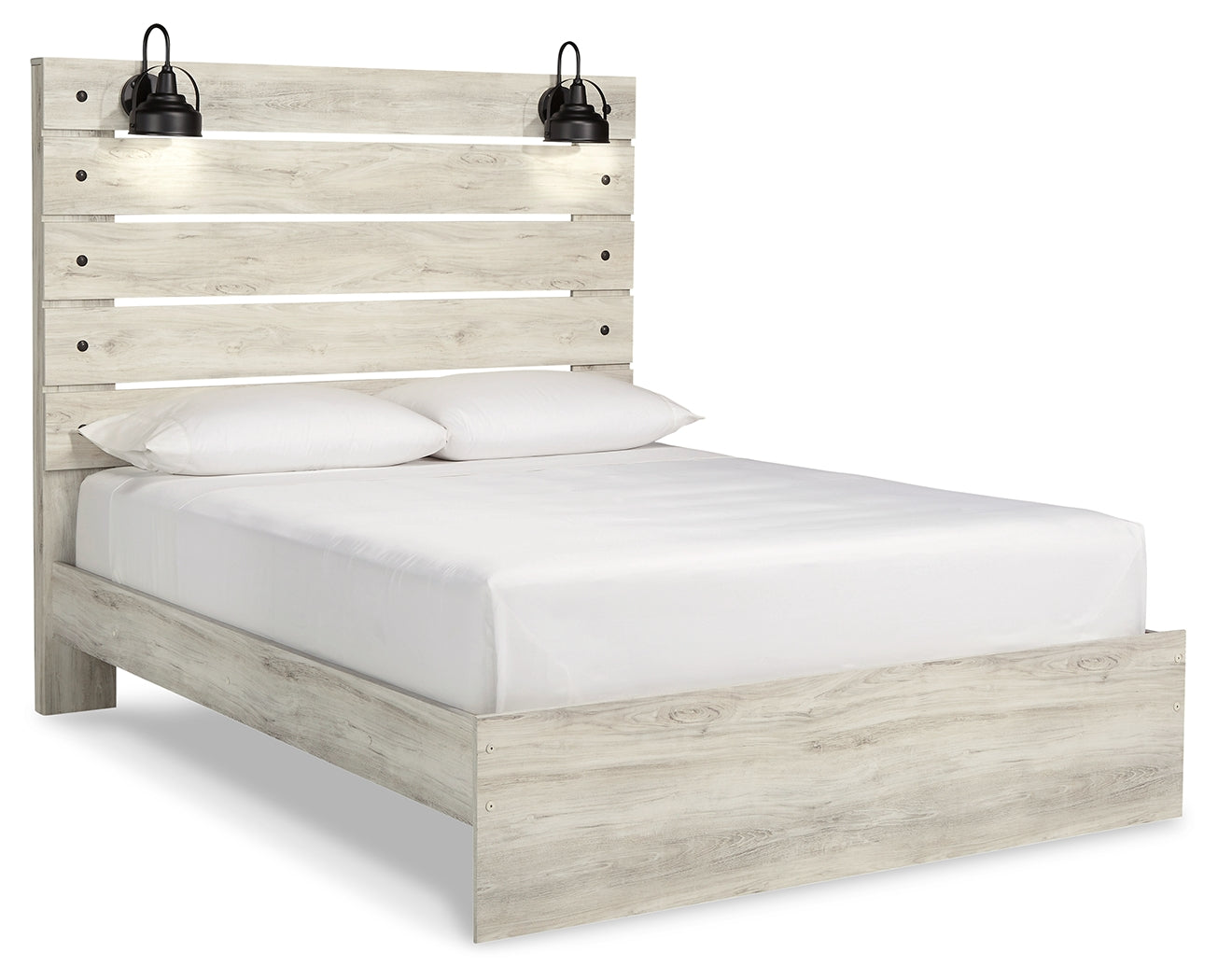 Cambeck Whitewash Queen Panel Bedroom Set with 2 Nightstands- Viva Furn