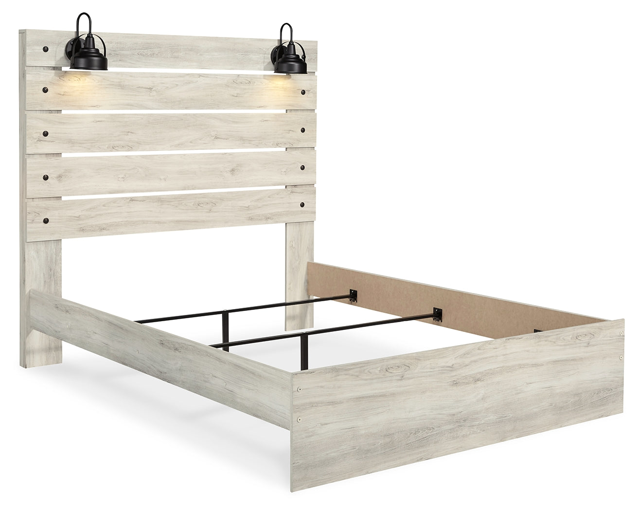 Cambeck Whitewash Queen Panel Bedroom Set with 2 Nightstands- Viva Furn