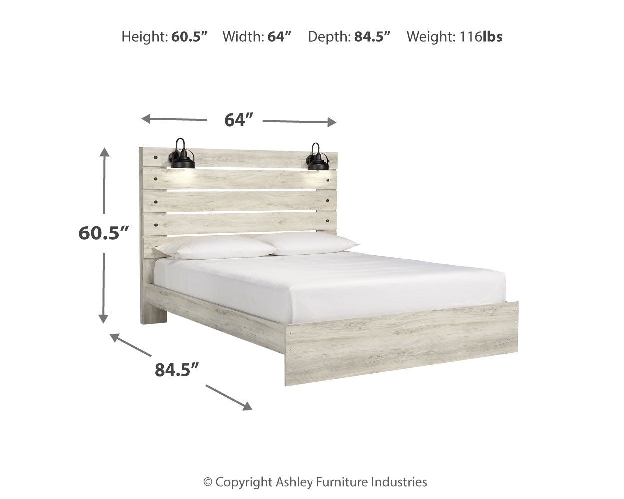 Cambeck Whitewash Queen Panel Bedroom Set with 2 Nightstands- Viva Furn