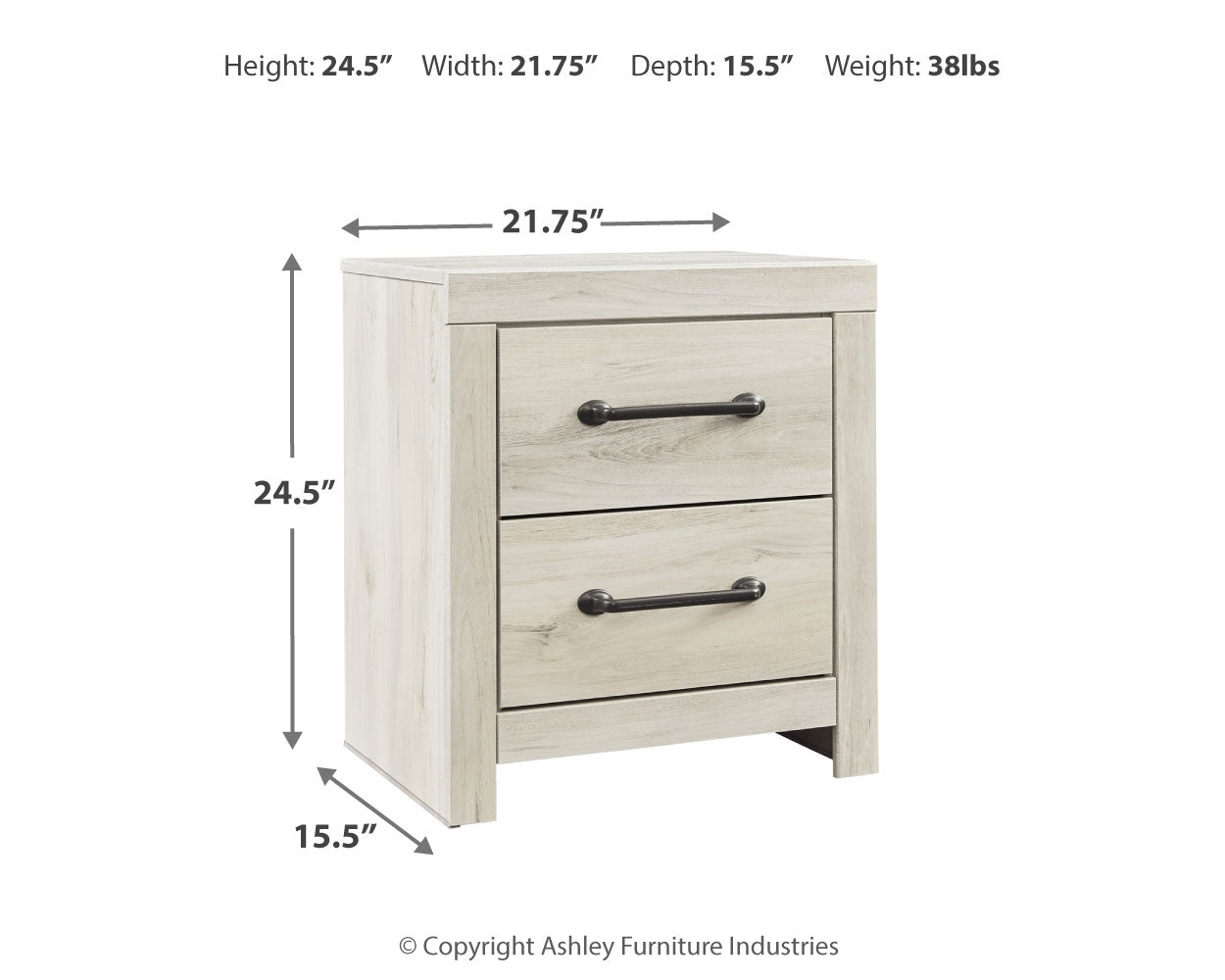 Cambeck Whitewash Queen Panel Bedroom Set with 2 Nightstands- Viva Furn