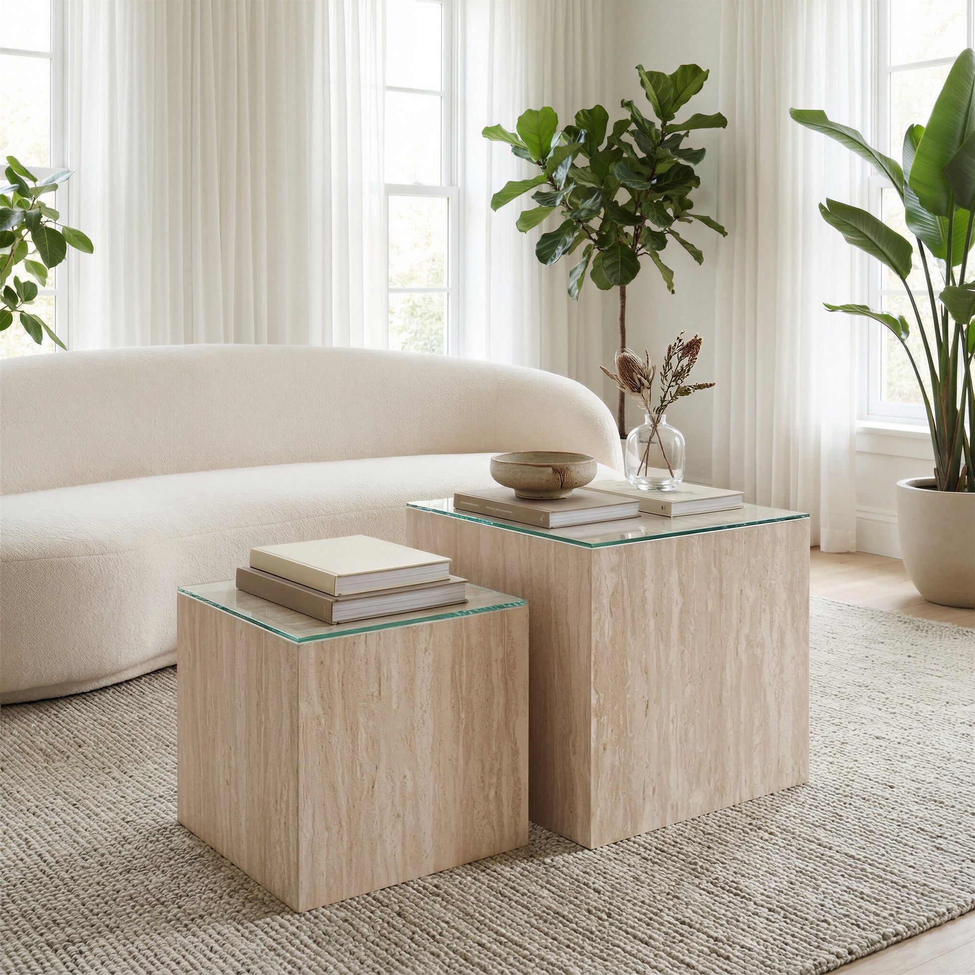 Cambro Stone Beige Coffee Table Set (2-Piece) - Ornate Home