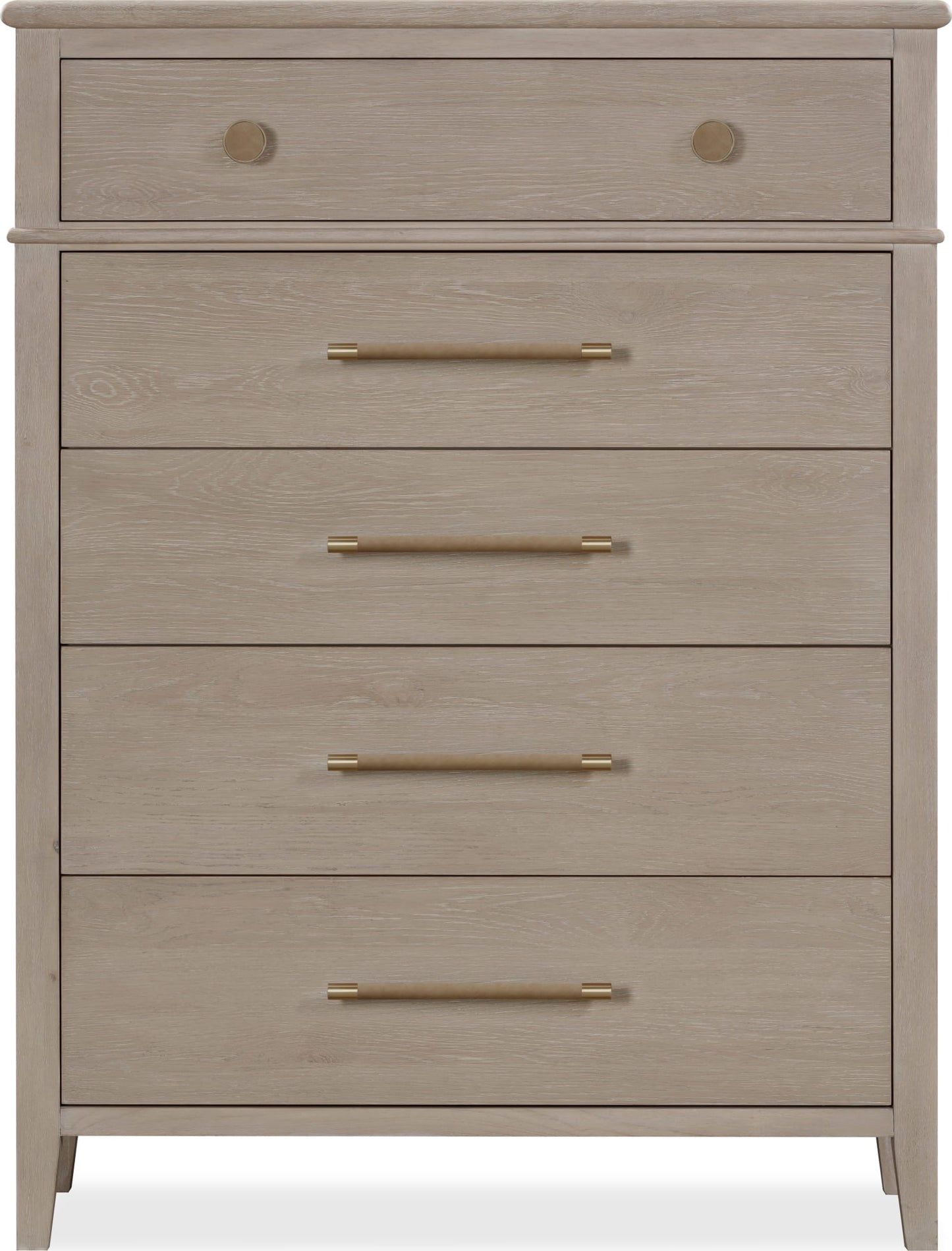 Camden Chai Five Drawer Oak Wood Chest - Ornate Home