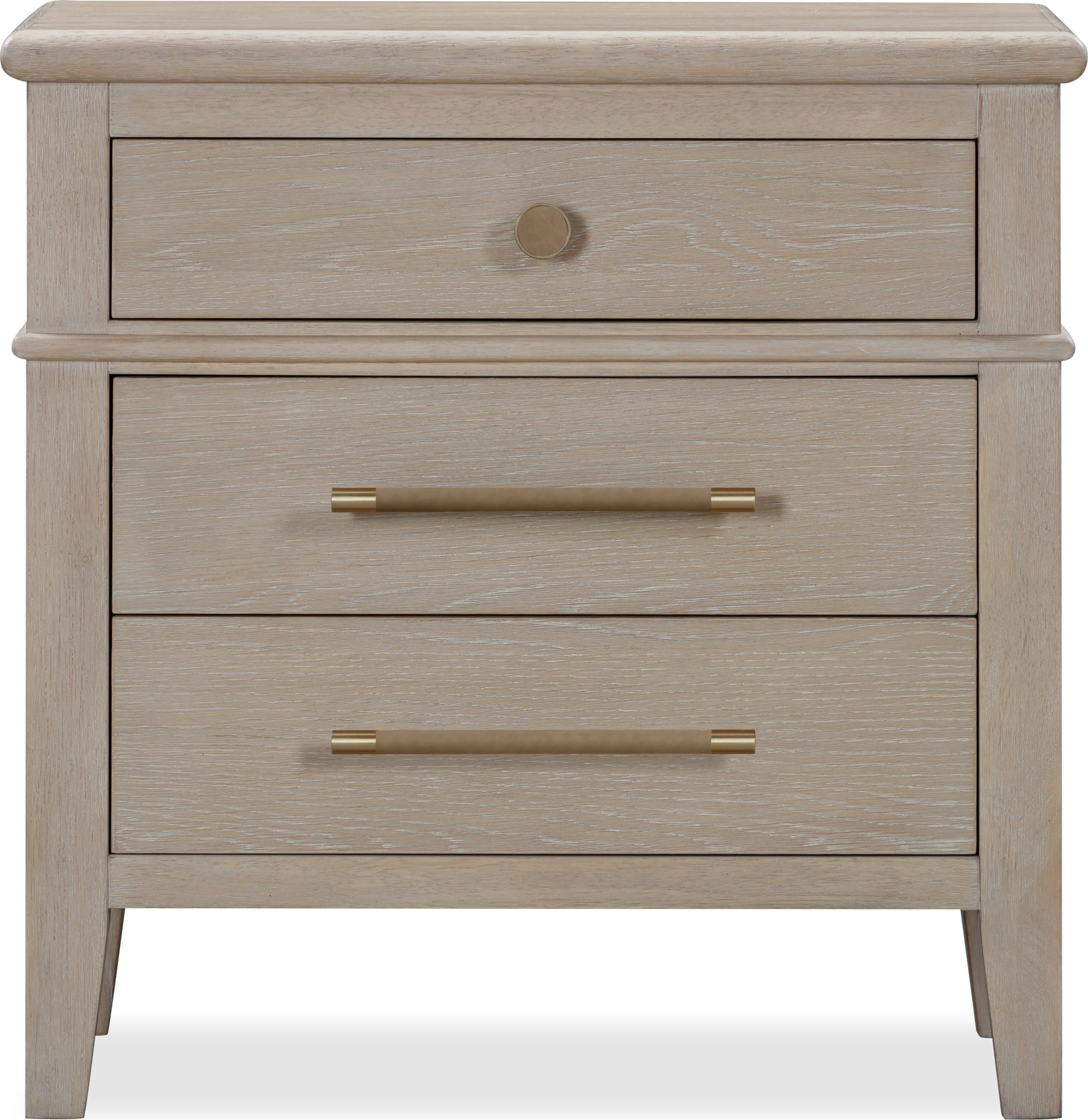 Camden Chai Three Drawer Oak Wood Nightstand - Ornate Home