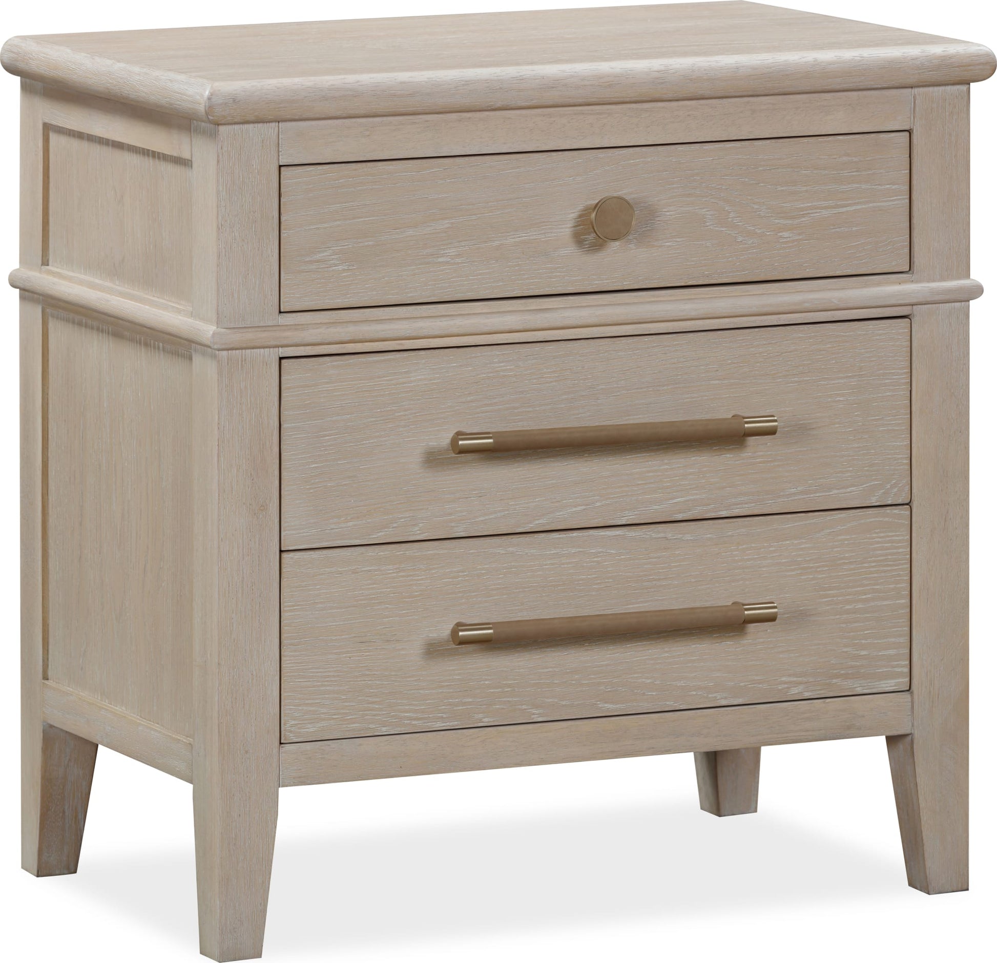 Camden Chai Three Drawer Oak Wood Nightstand - Ornate Home