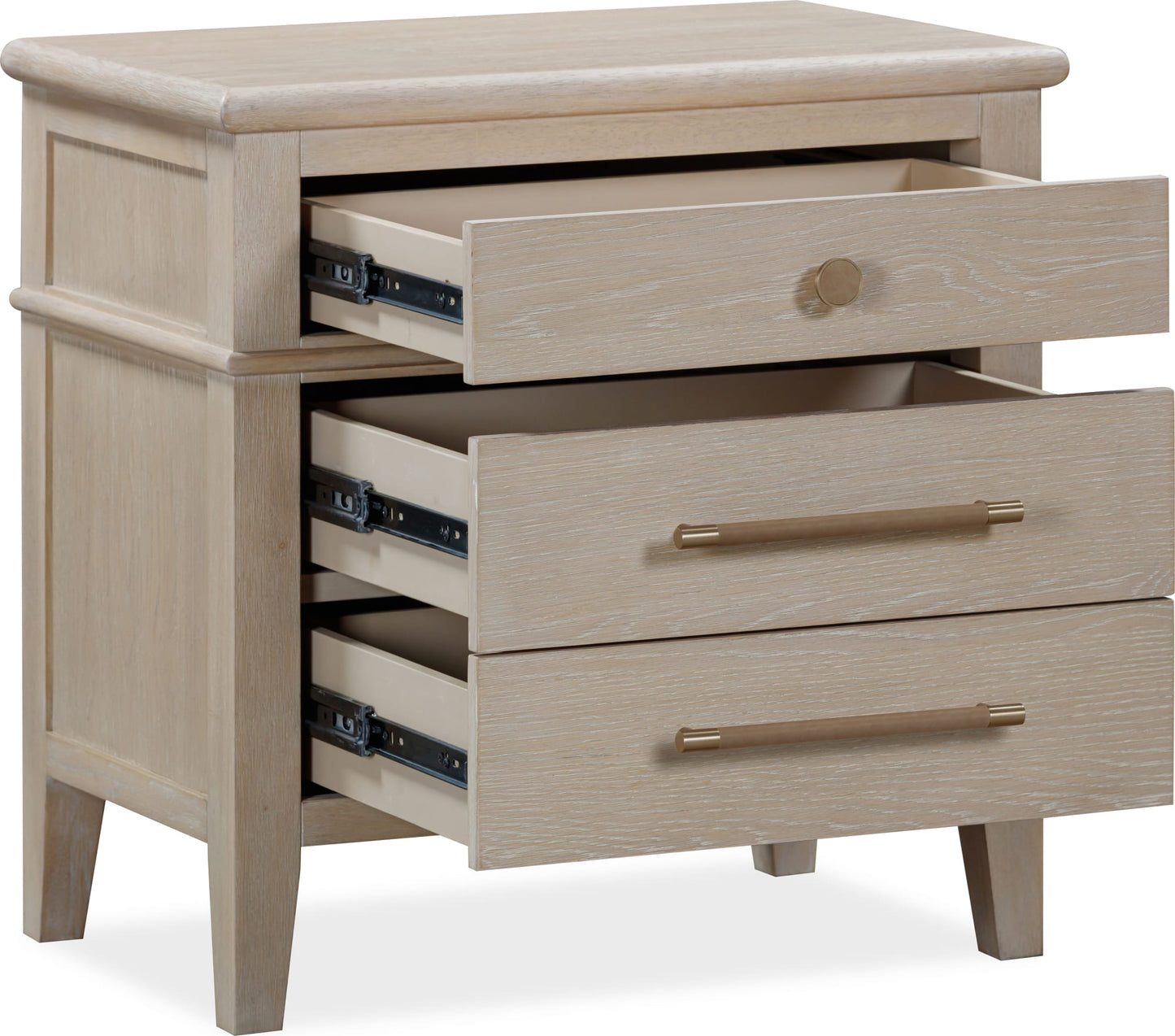 Camden Chai Three Drawer Oak Wood Nightstand - Ornate Home