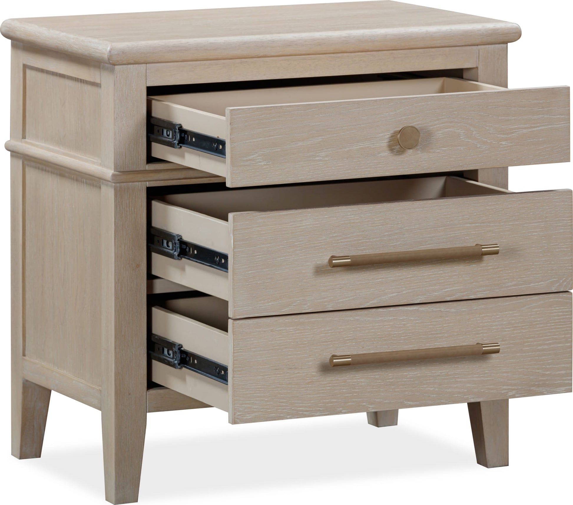 Camden Chai Three Drawer Oak Wood Nightstand - Ornate Home