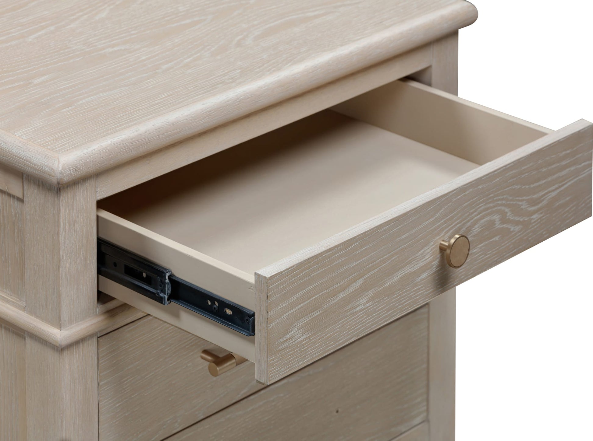 Camden Chai Three Drawer Oak Wood Nightstand - Ornate Home