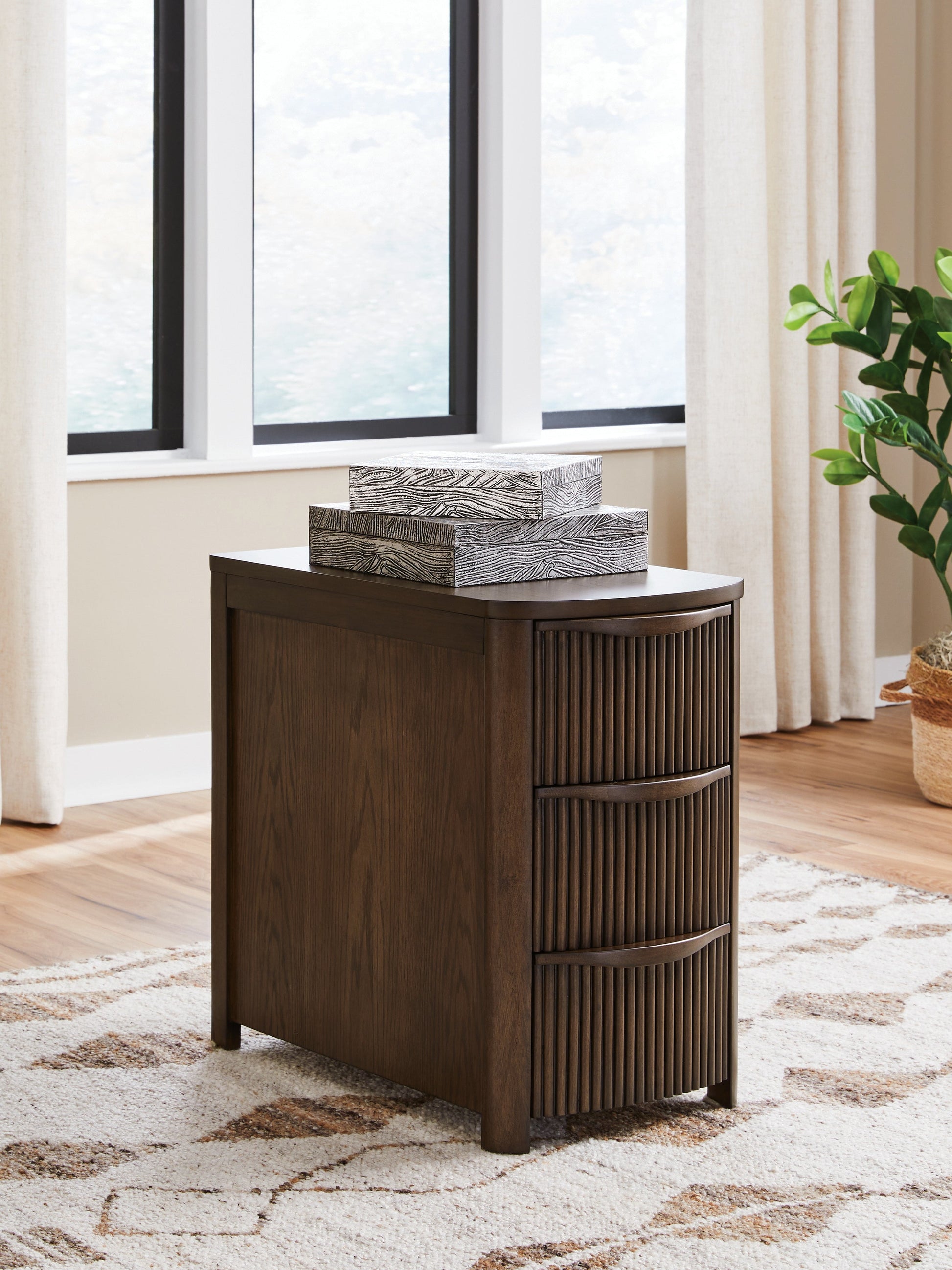 Camdill Dark Brown Chair Side End Table- Viva Furn