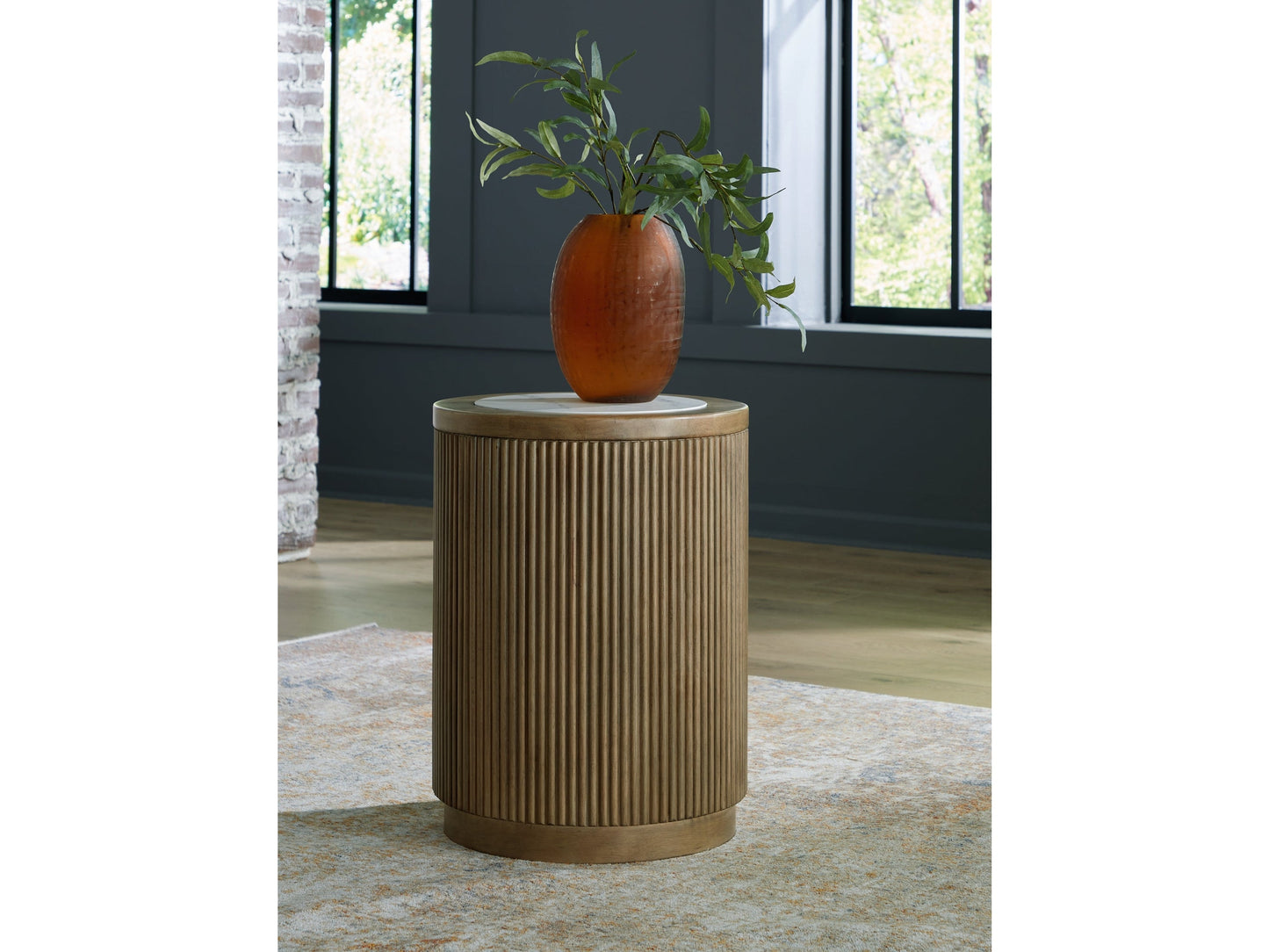 Camdill Light Brown/White End Table- Viva Furn