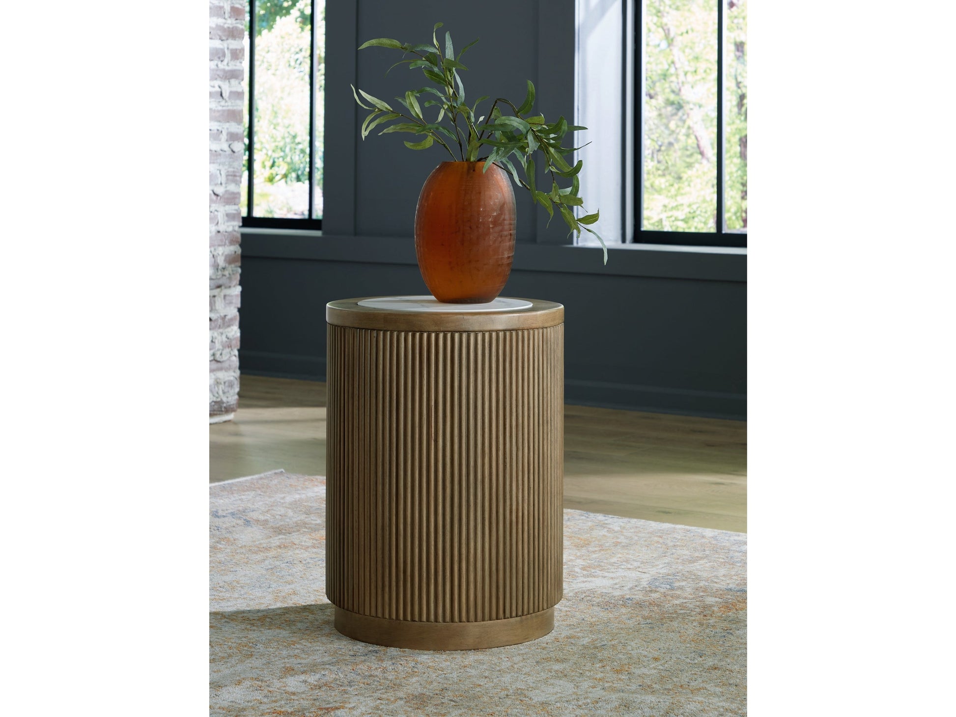 Camdill Light Brown/White End Table- Viva Furn