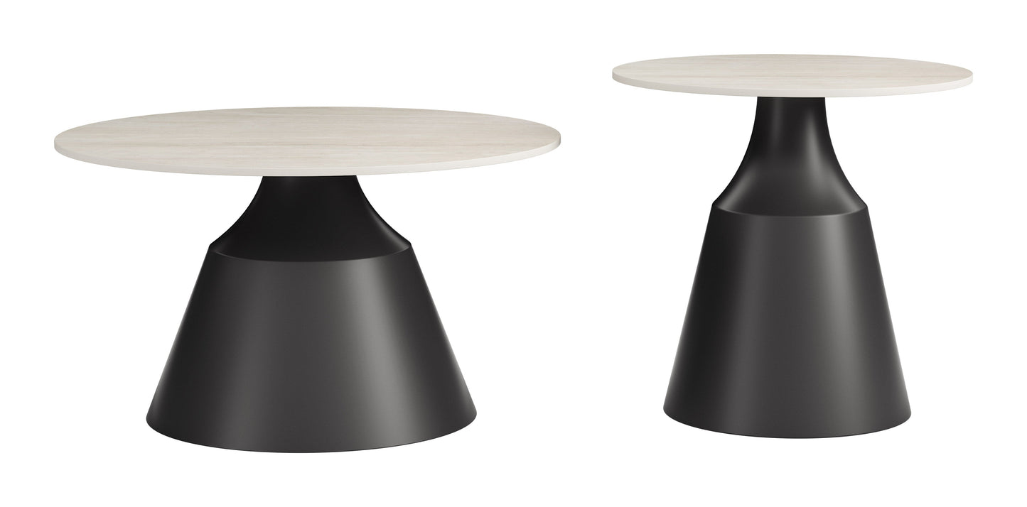 Camella Light Beige & Black Coffee Table Set (2-Piece) - Ornate Home