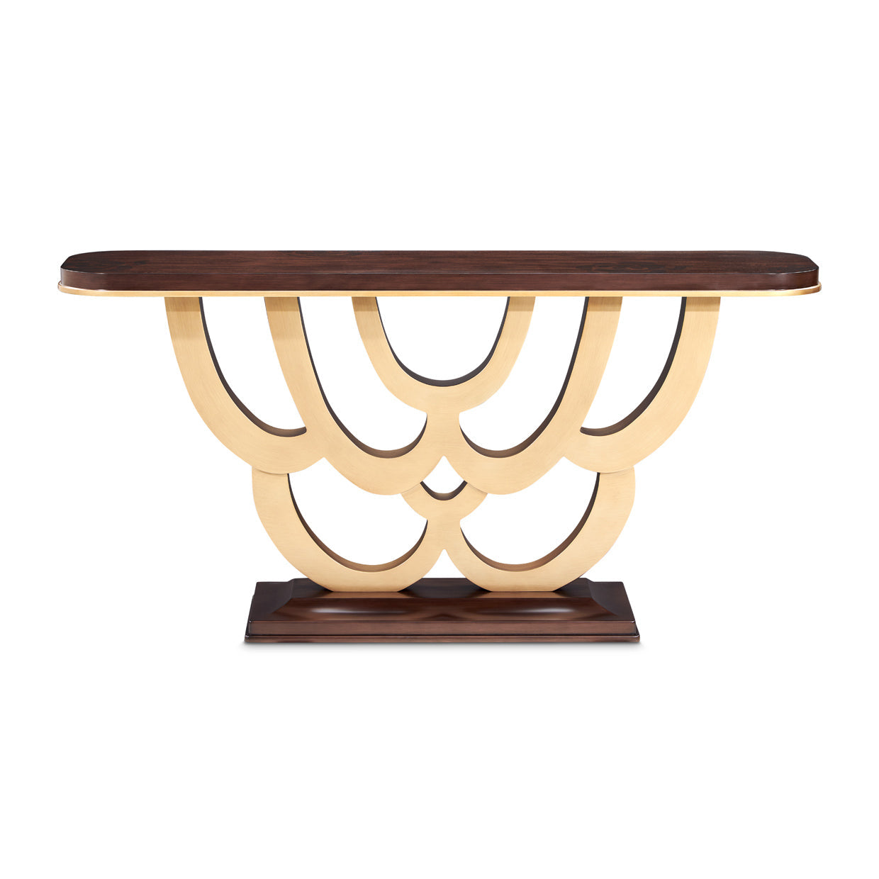Camellia Field Warm Pecan Console Table with Mirror - Ornate Home