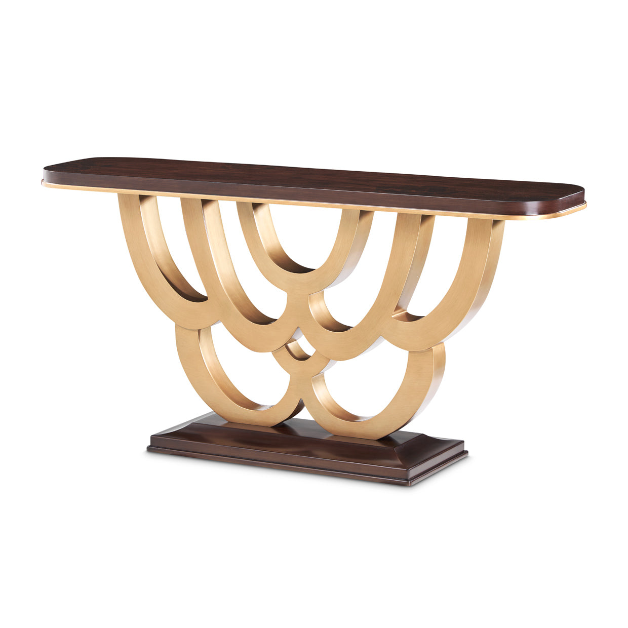 Camellia Field Warm Pecan Console Table with Mirror - Ornate Home