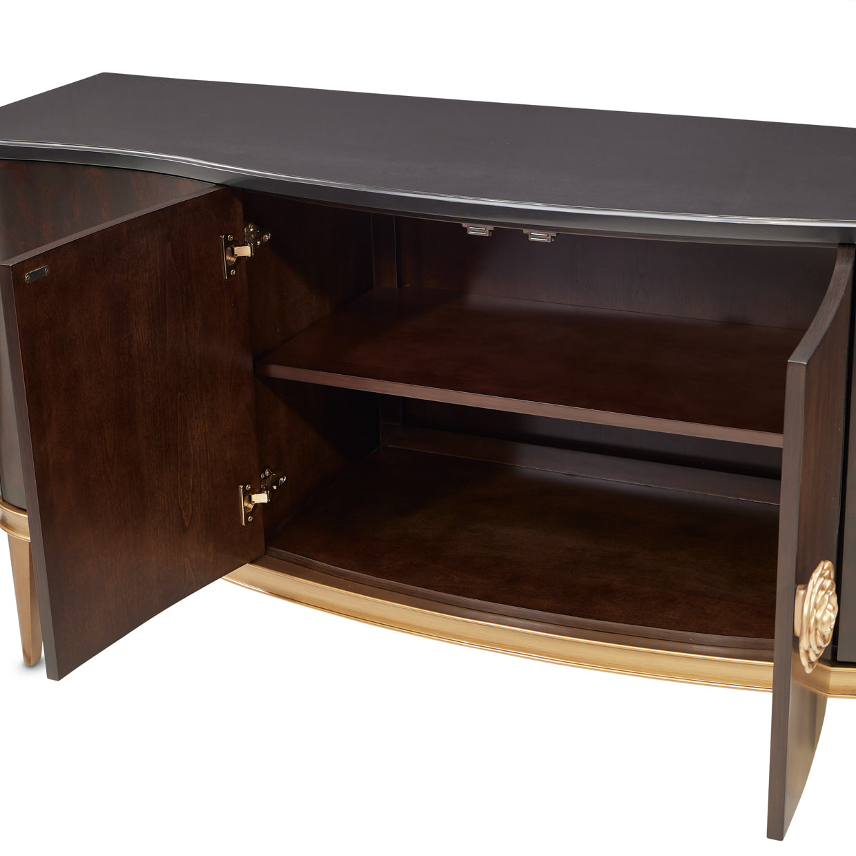 Camellia Field Warm Pecan Sideboard with Mirror - Ornate Home