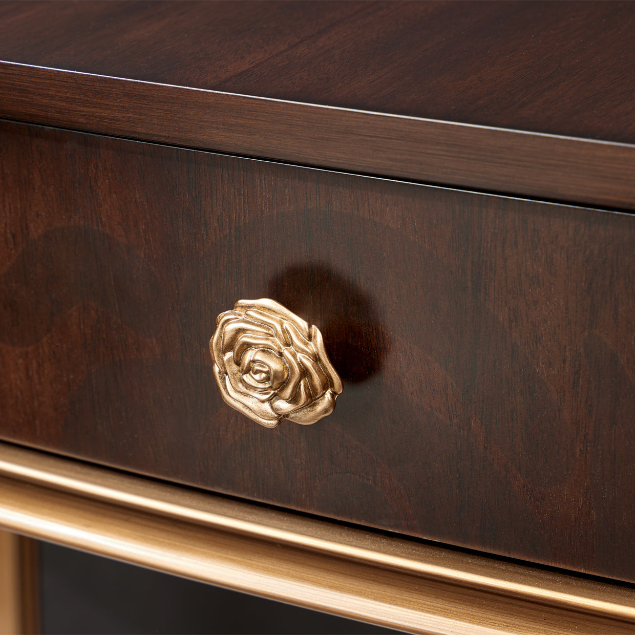 Camellia Field Warm Pecan Vanity Desk - Ornate Home