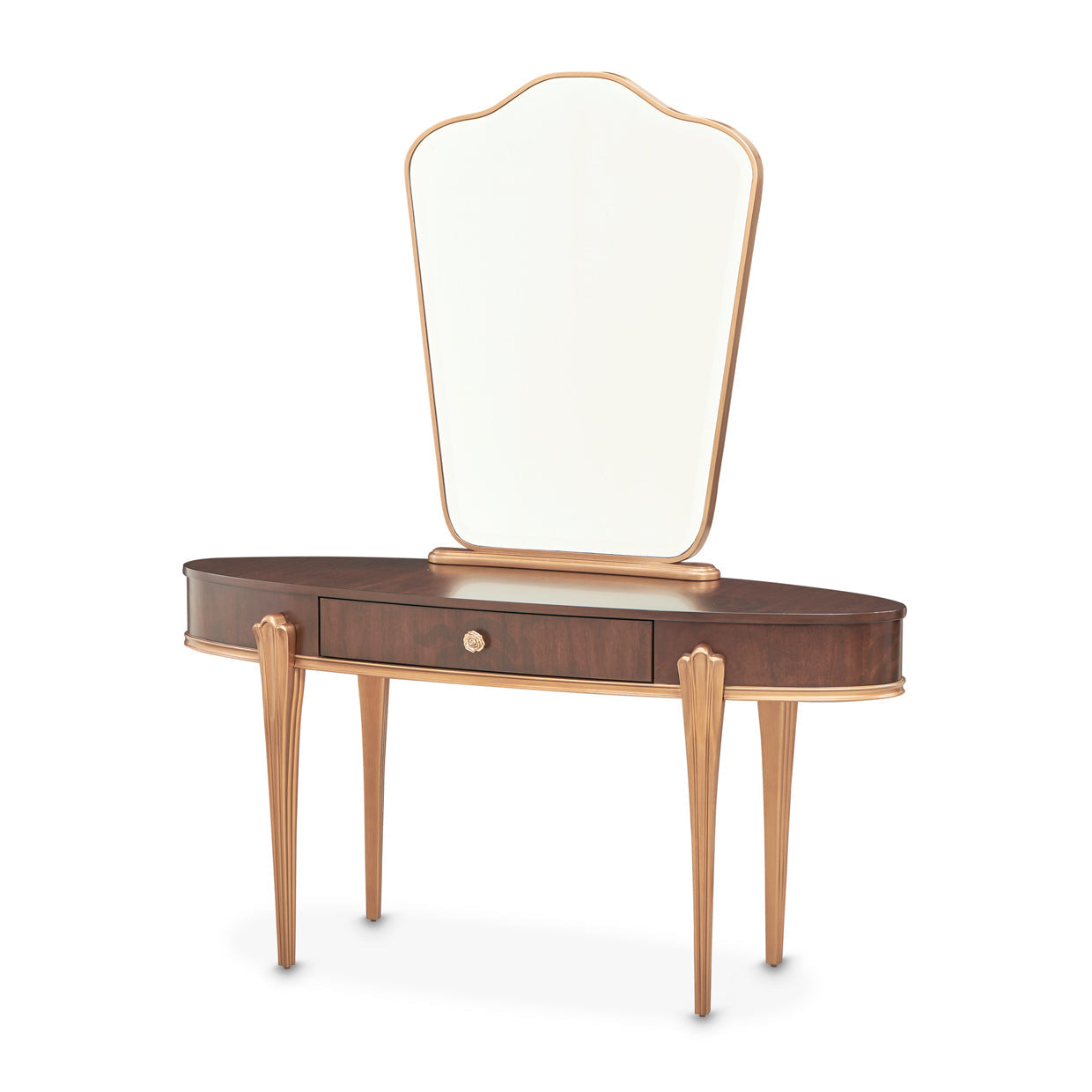 Camellia Field Warm Pecan Vanity with Mirror - Ornate Home