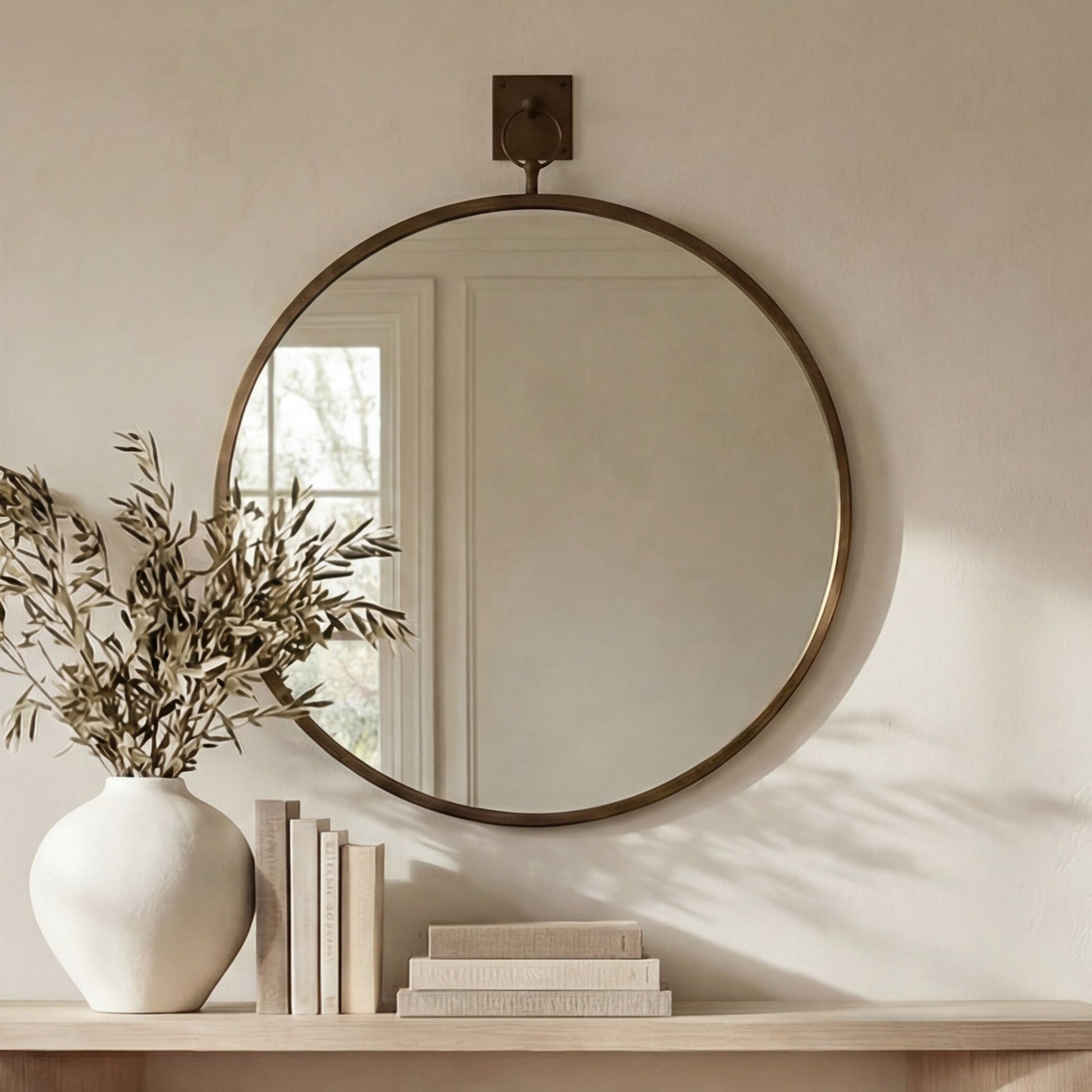 Cameo Aged Brass Mirror - Ornate Home