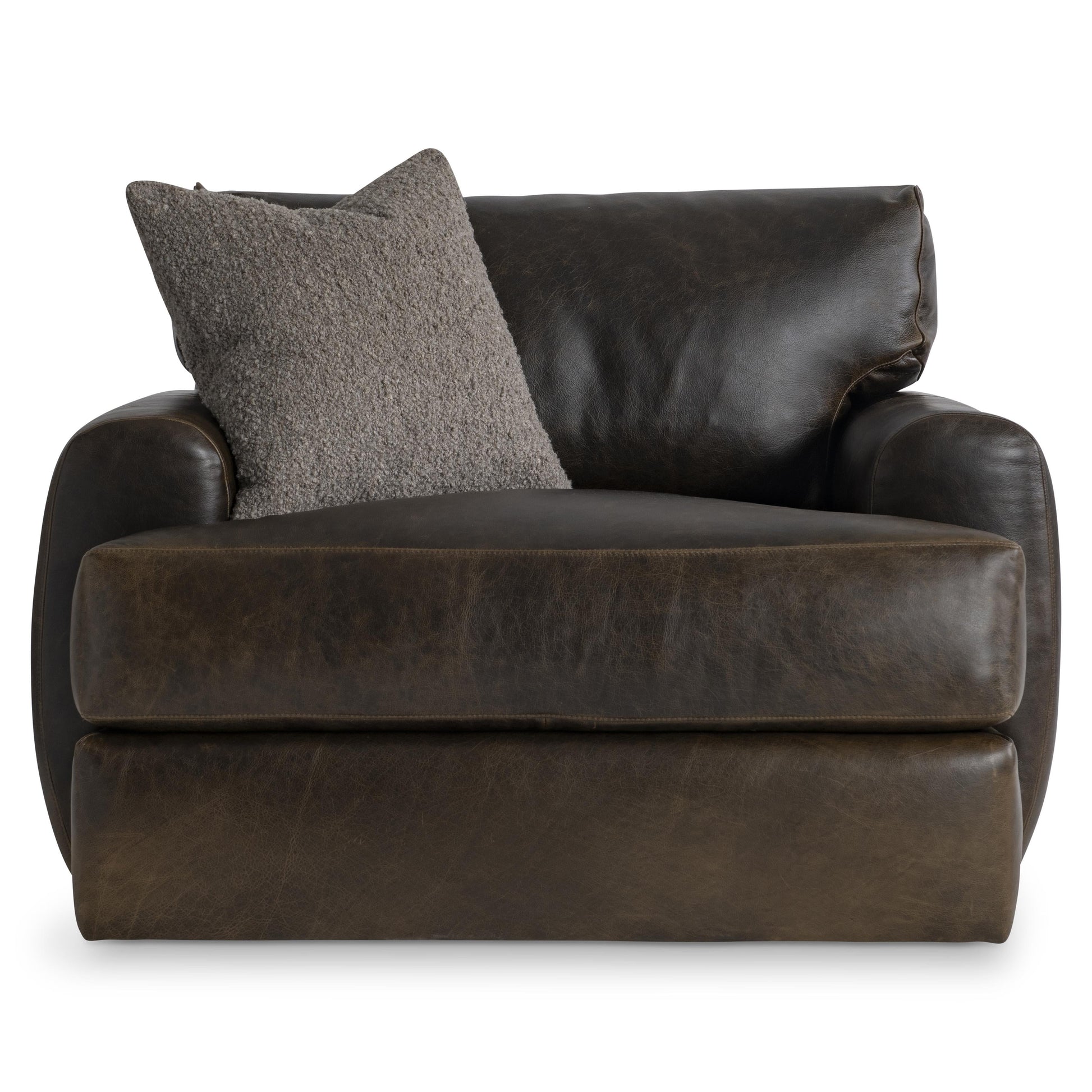 Cameron Brown Leather Swivel Chair - Ornate Home