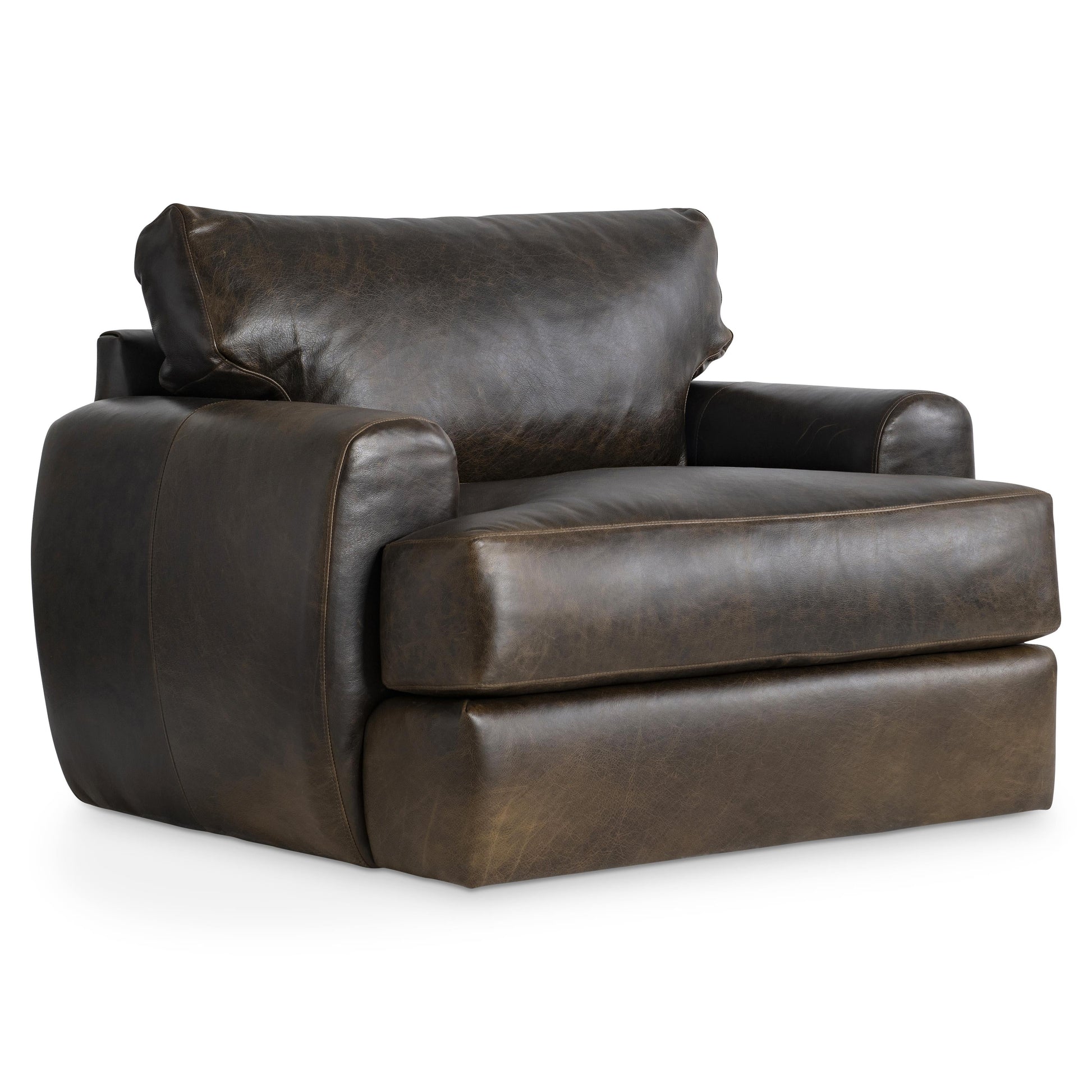 Cameron Brown Leather Swivel Chair - Ornate Home