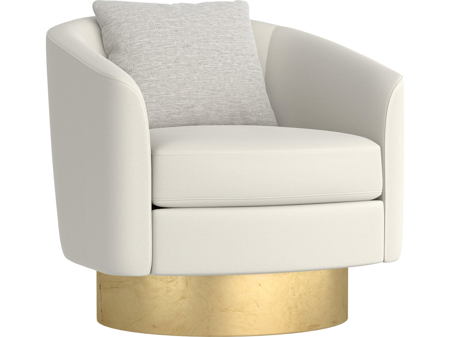 Camino White/Cream/Gold Fabric Swivel Chair - Ornate Home