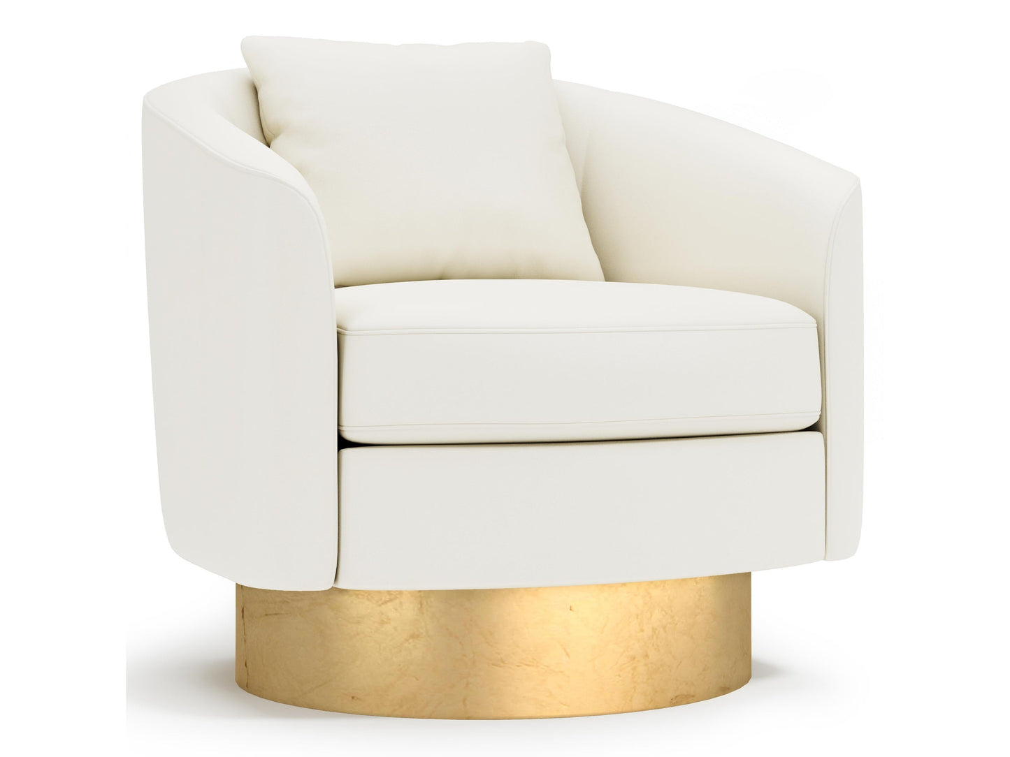 Camino White/Cream/Gold Leather Swivel Chair - Ornate Home