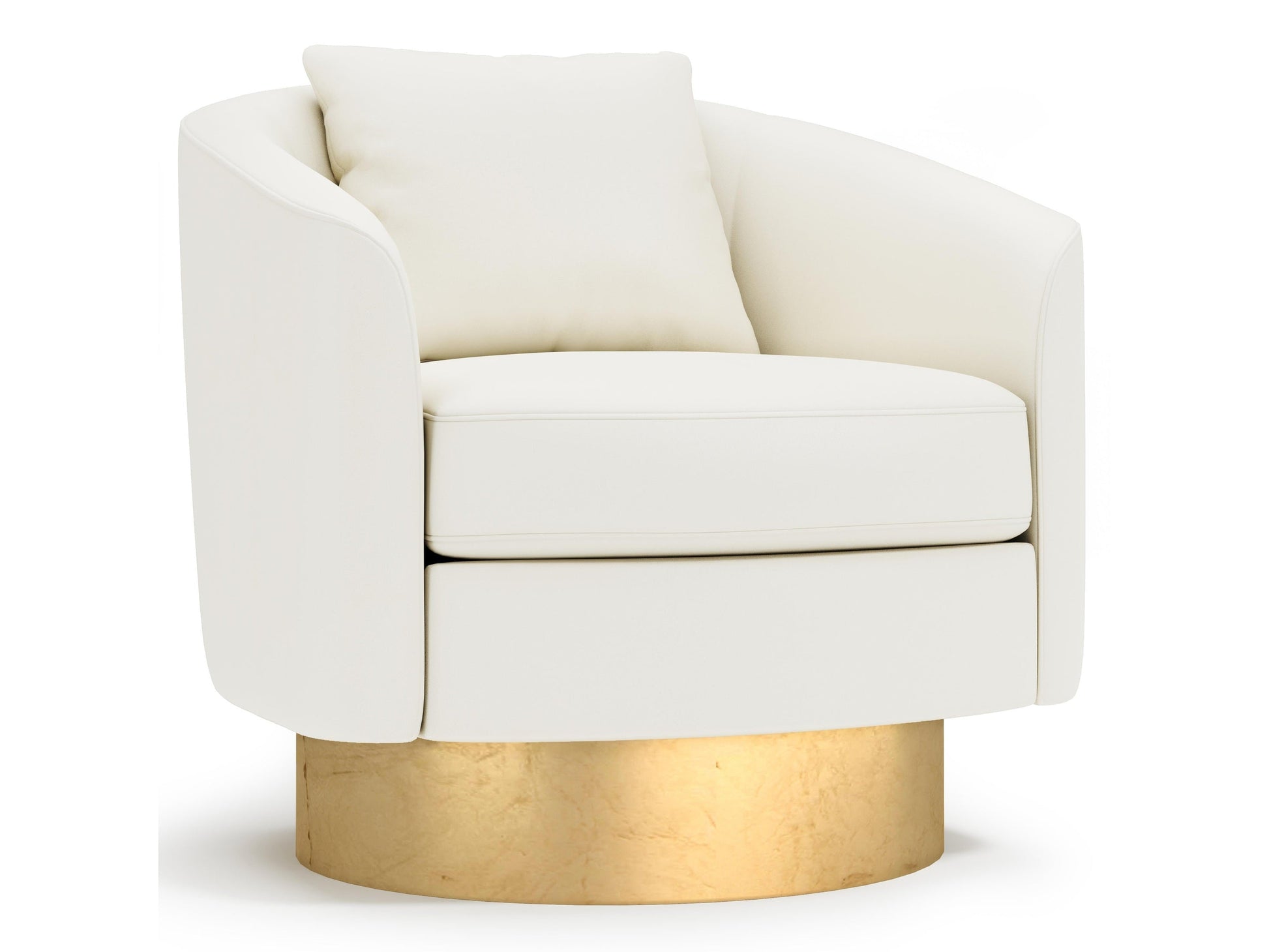 Camino White/Cream/Gold Leather Swivel Chair - Ornate Home