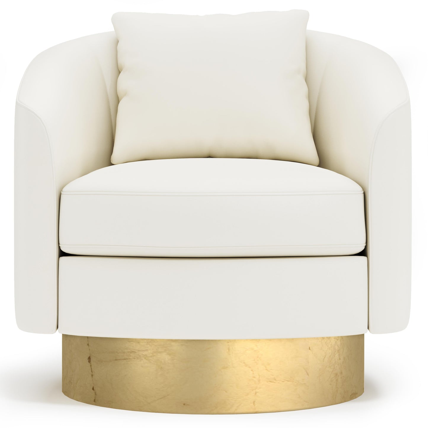Camino White/Cream/Gold Leather Swivel Chair - Ornate Home