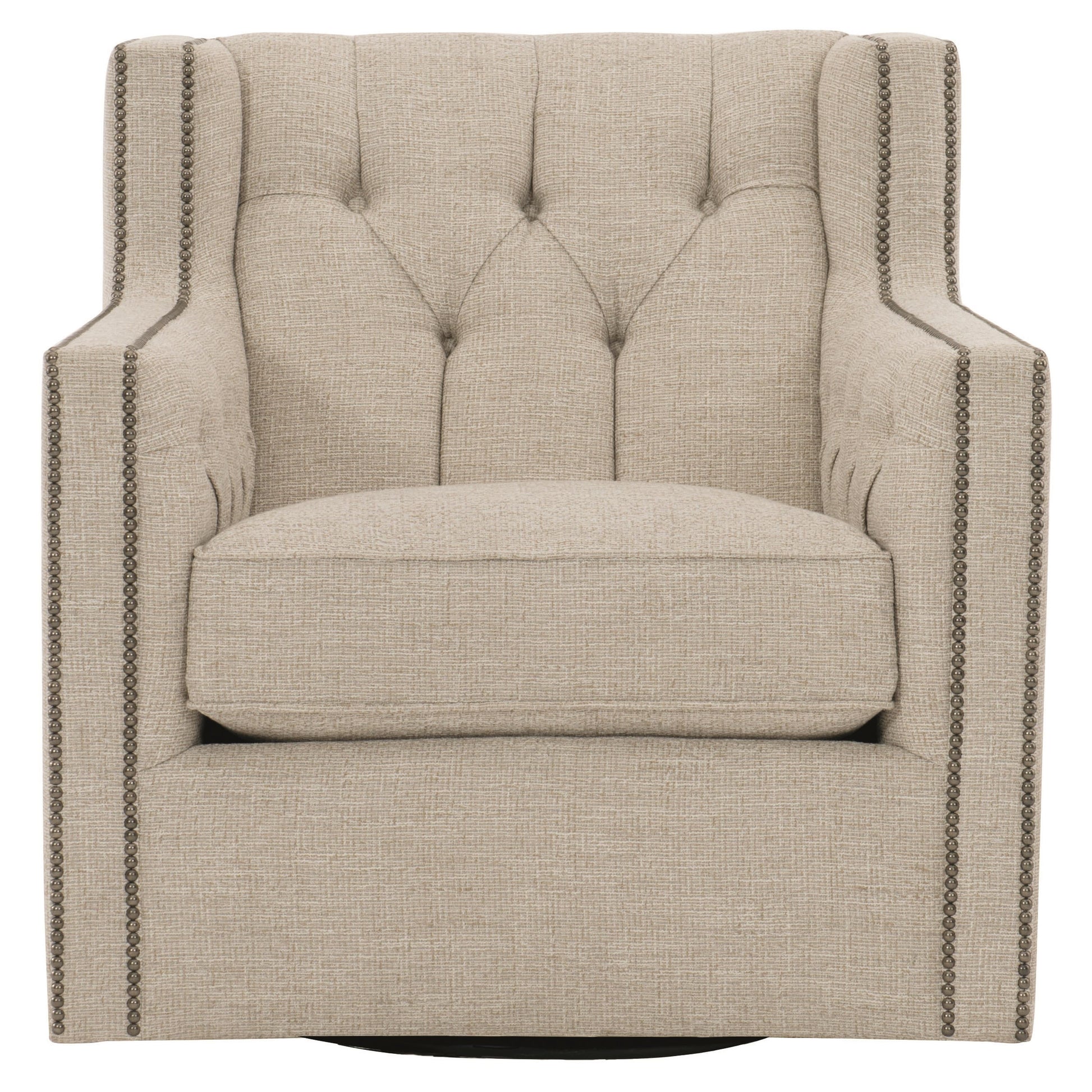 Candace White/Cream Fabric Swivel Chair - Ornate Home