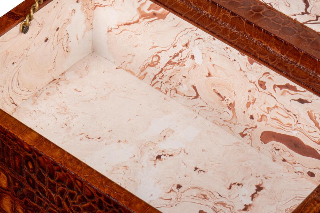 Candece Brown Leather Box (Set of 2) - Ornate Home