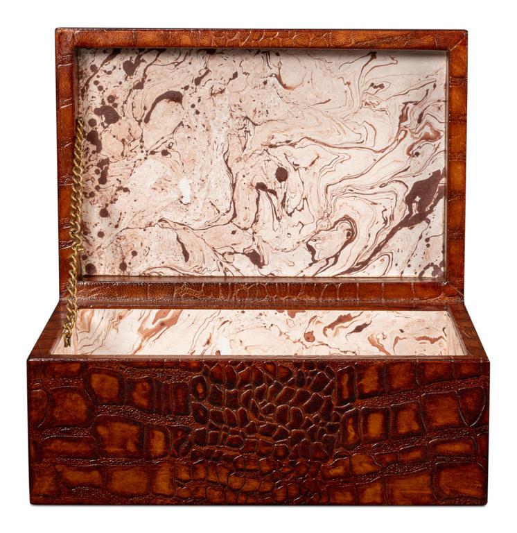 Candece Brown Leather Box (Set of 2) - Ornate Home
